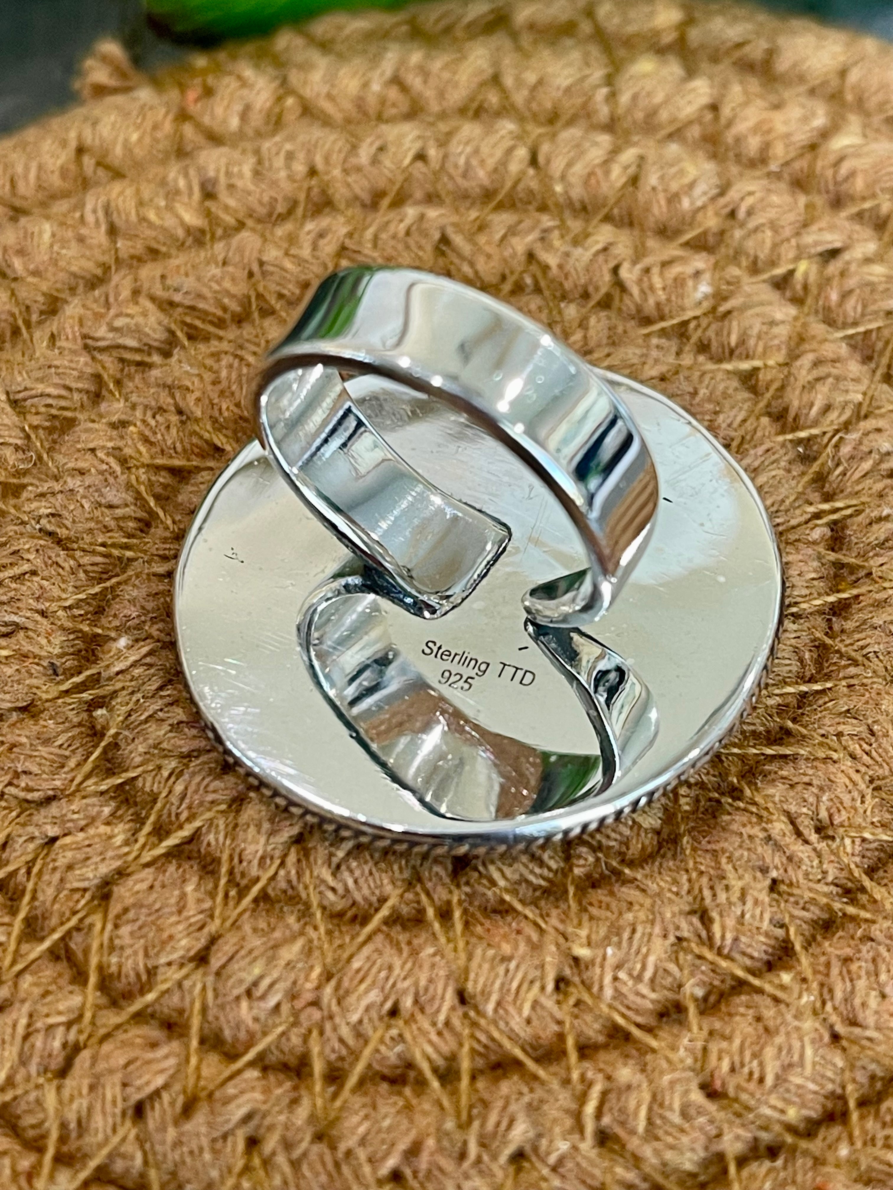 Southwest Handmade Sterling Silver Circle Adjustable Ring