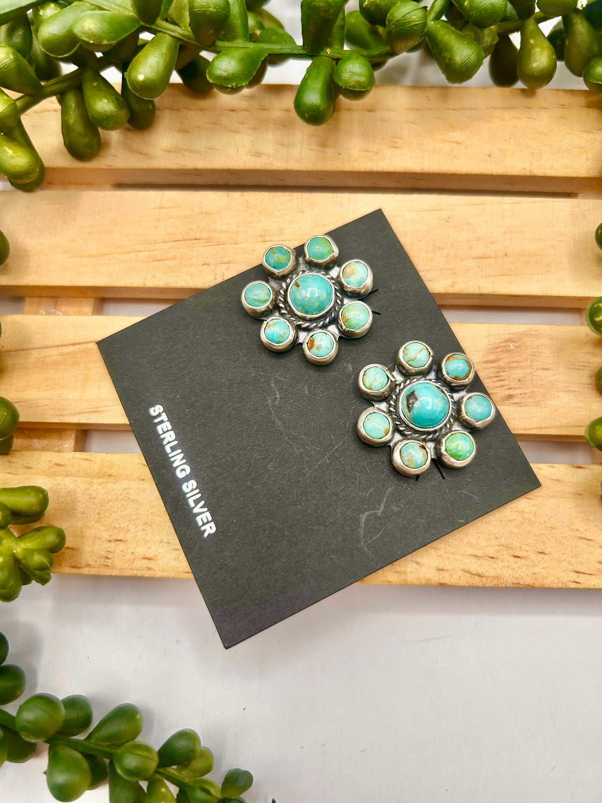 Navajo  Made Red Skin Turquoise & Sterling Silver Post Earrings