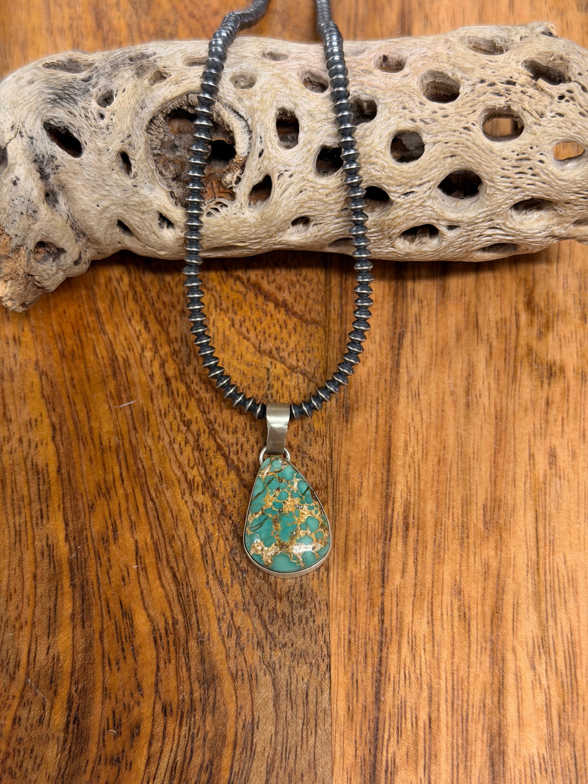 Navajo Made Pilot Mountain  Turquoise & Sterling Silver Pendant
