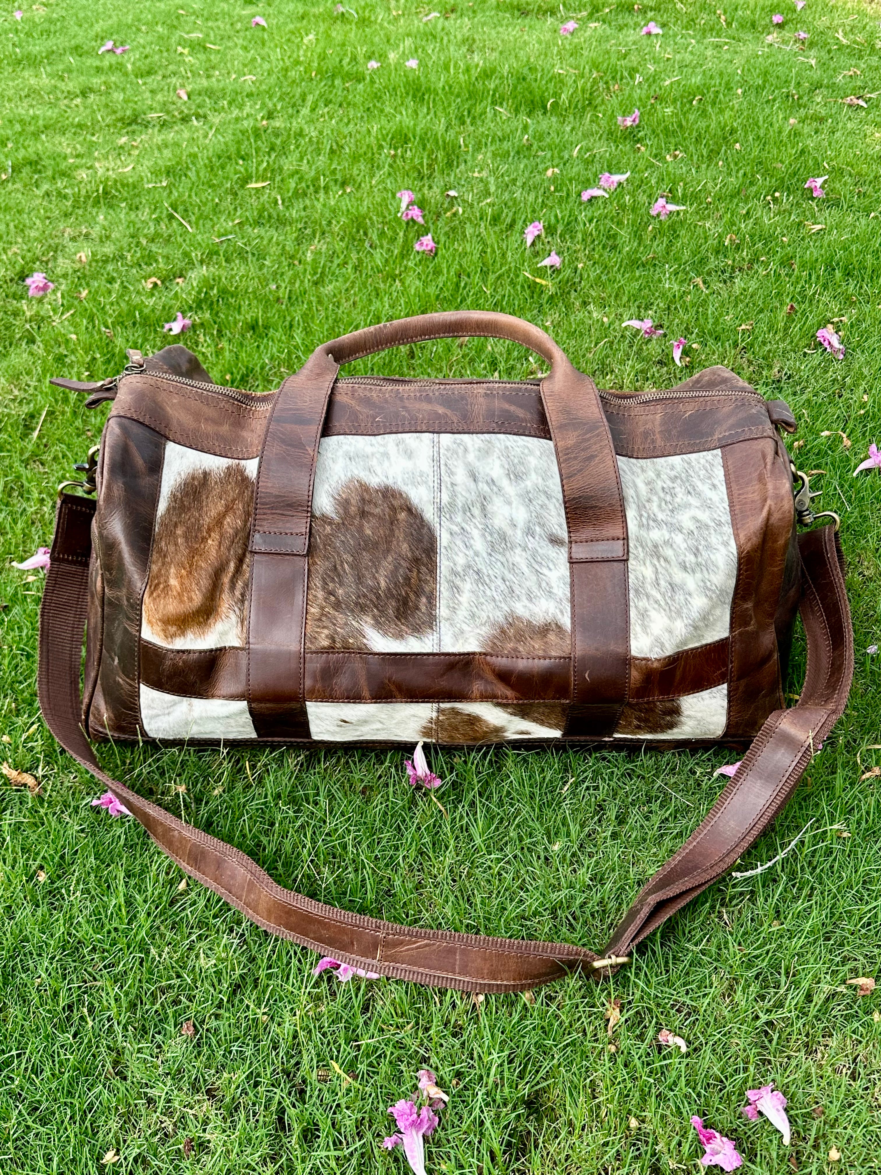 Genuine Leather Cowhide Duffle Bag