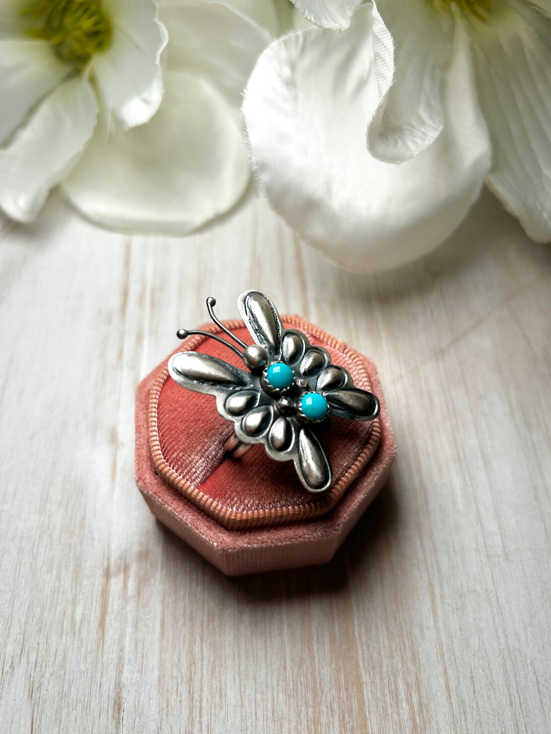 Tim Yazzie Kingman Turquoise & Sterling Silver Adjustable Ring