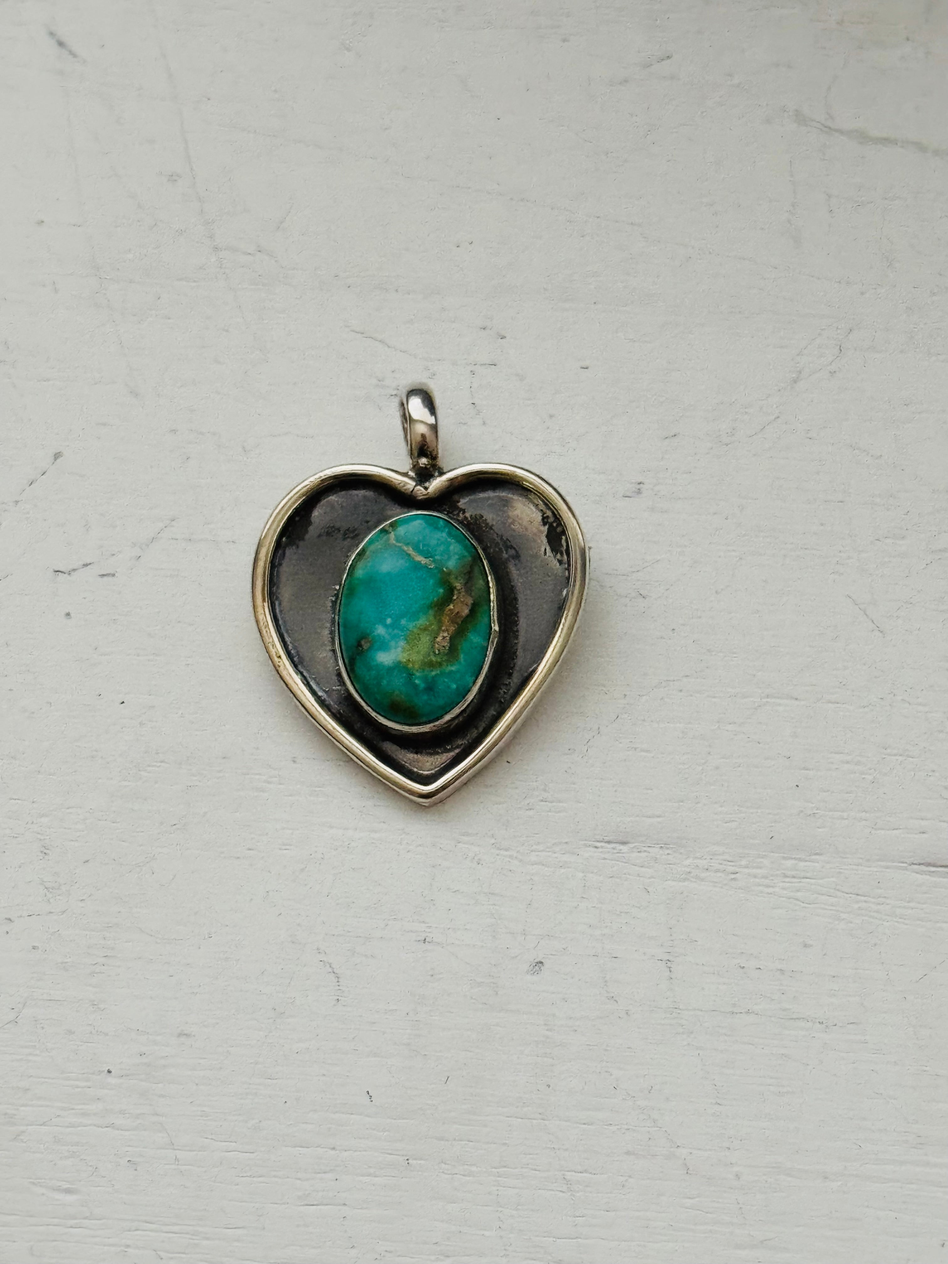 Southwest Handmade Turquoise & Sterling Silver Heart Pendants