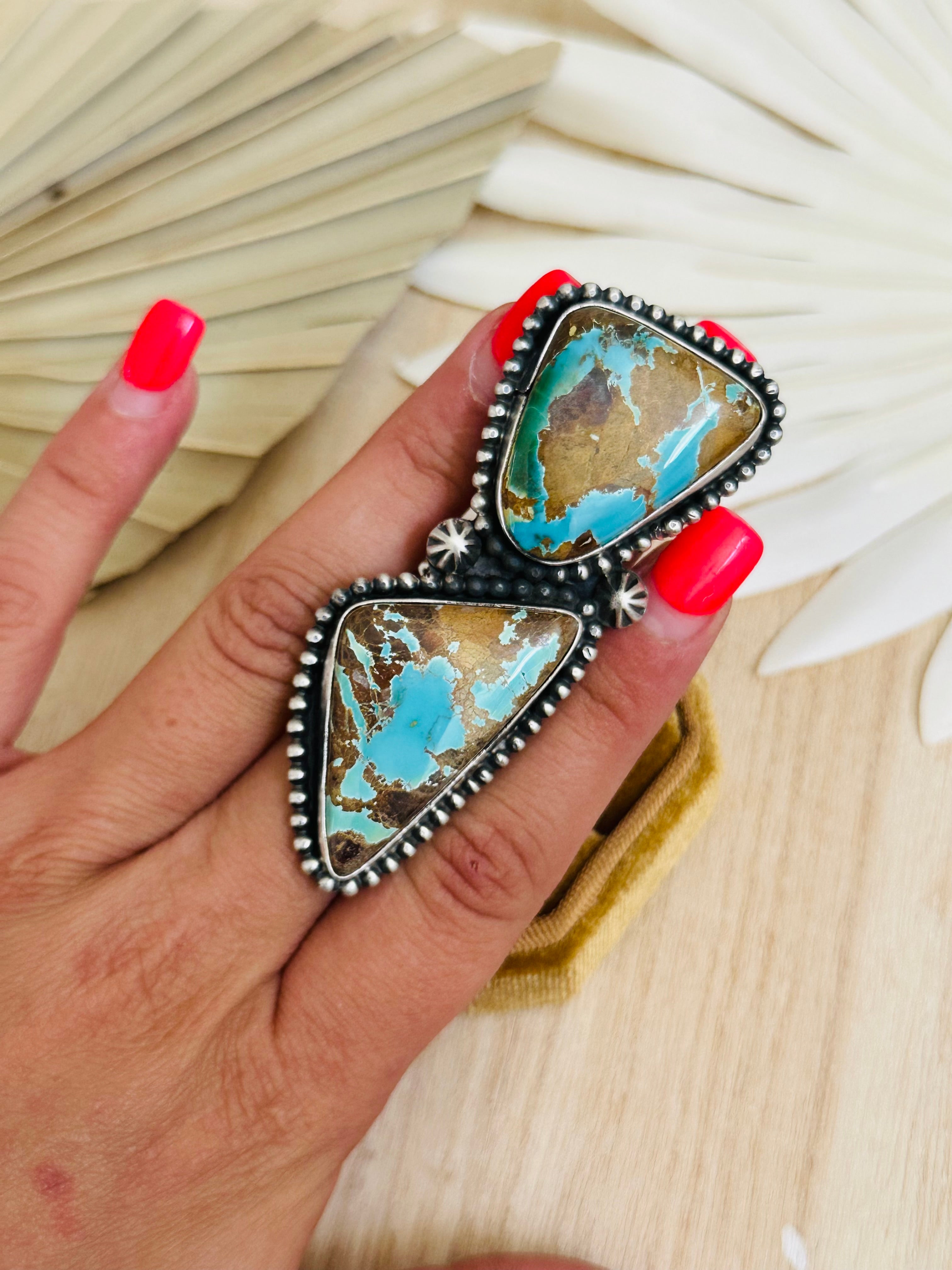 Bobby Johnson Royston Turquoise & Sterling Silver Adjustable Ring