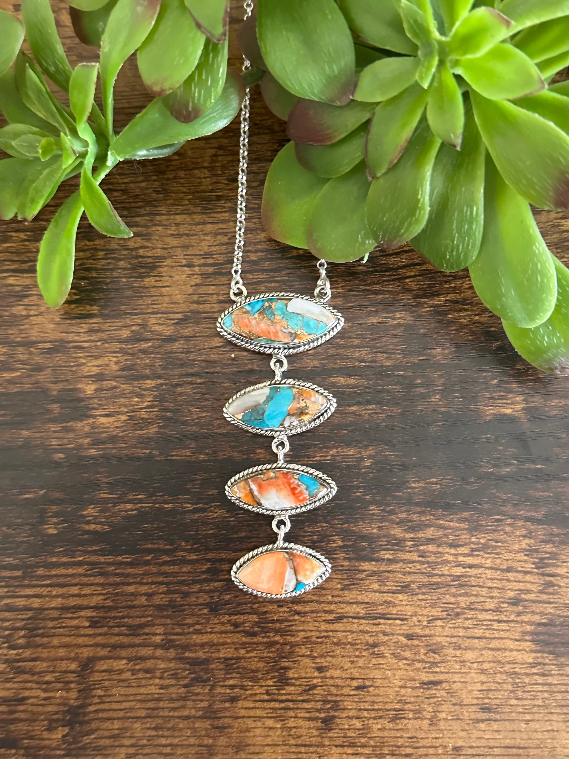 Southwest Made Mohave Turquoise & Sterling Silver Necklace