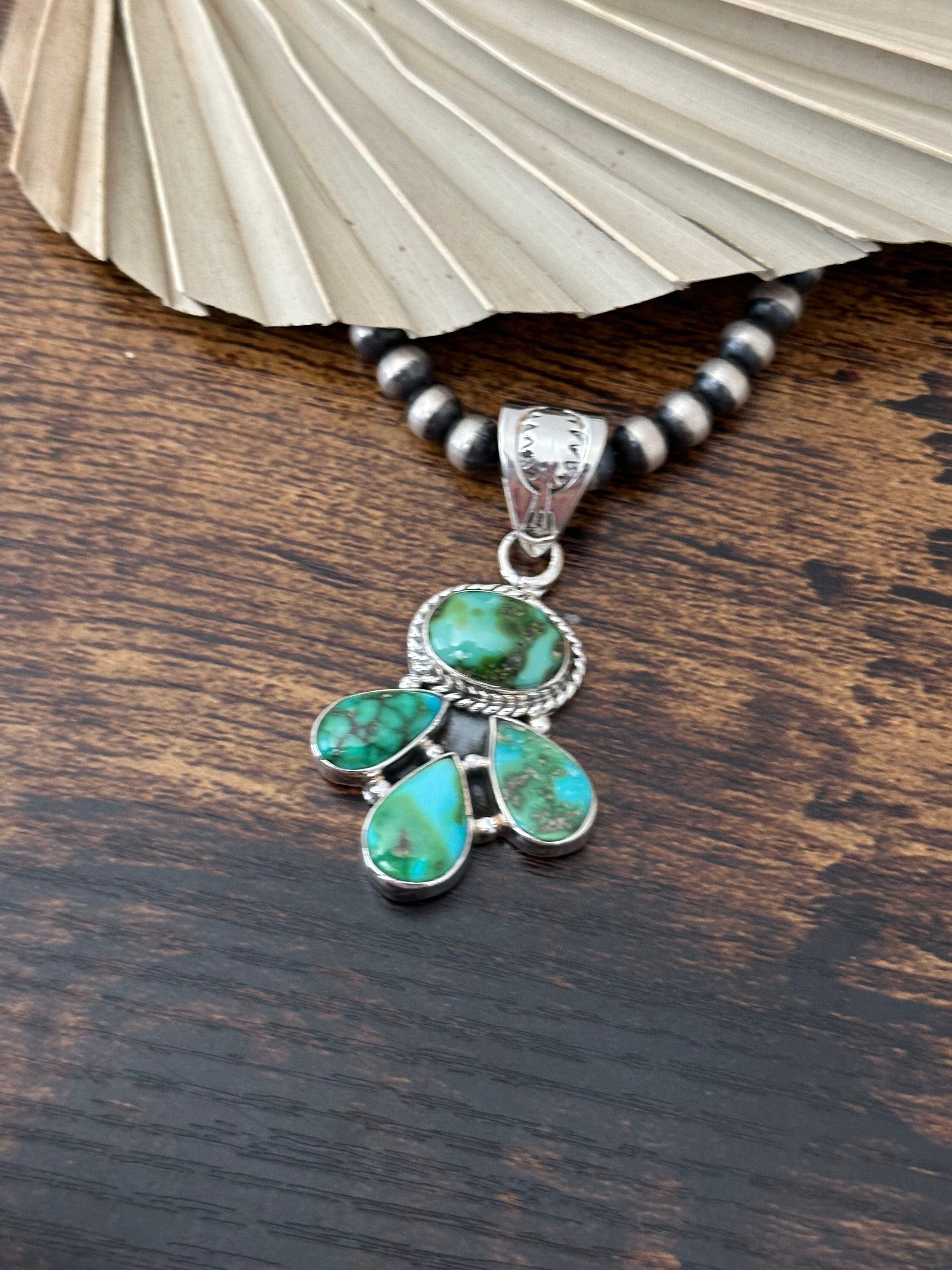 Southwest Handmade Sonoran Mountain Turquoise & Sterling Silver Pendant