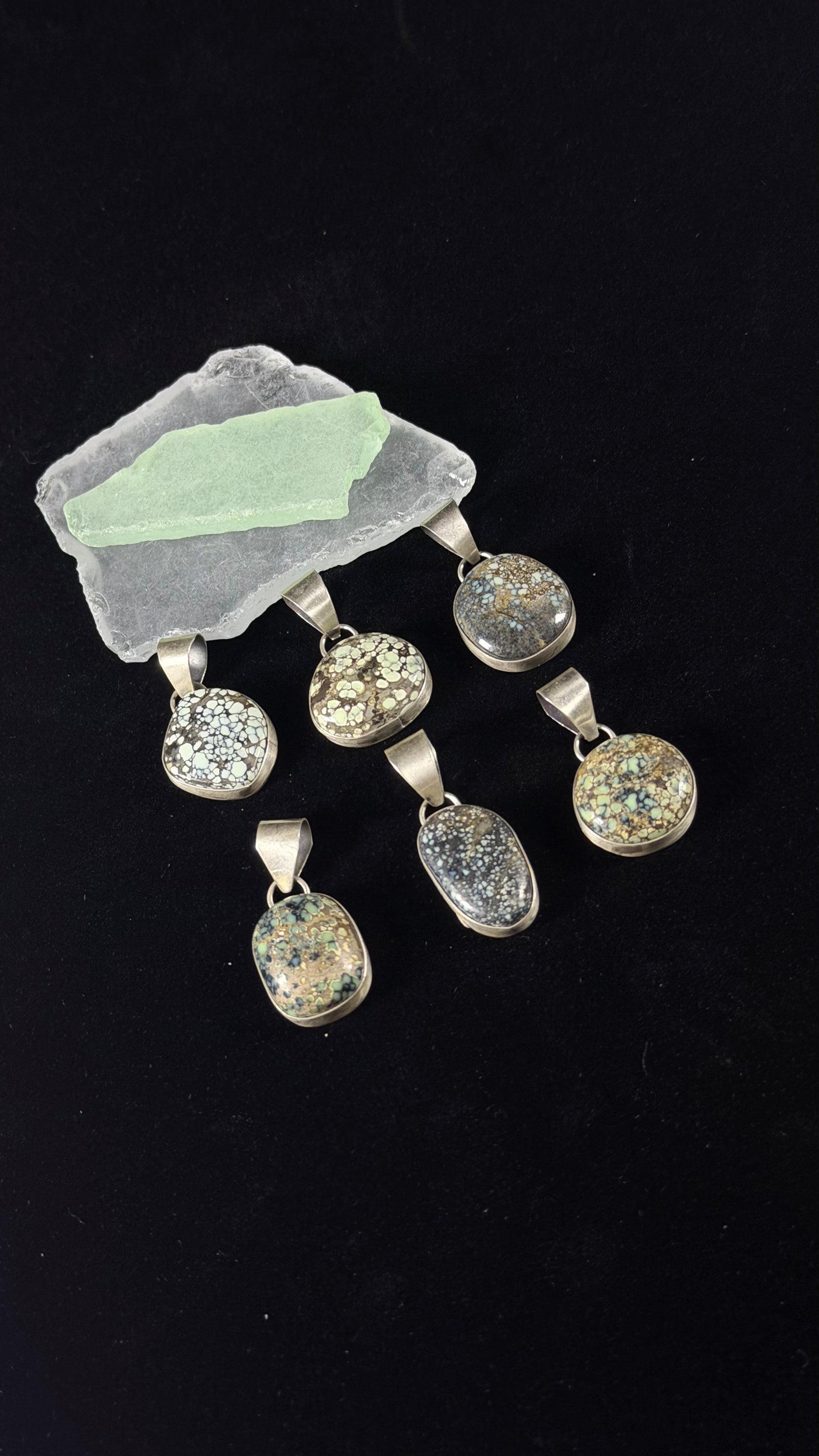 Navajo Made New Lander Variscite & Sterling Silver Pendant