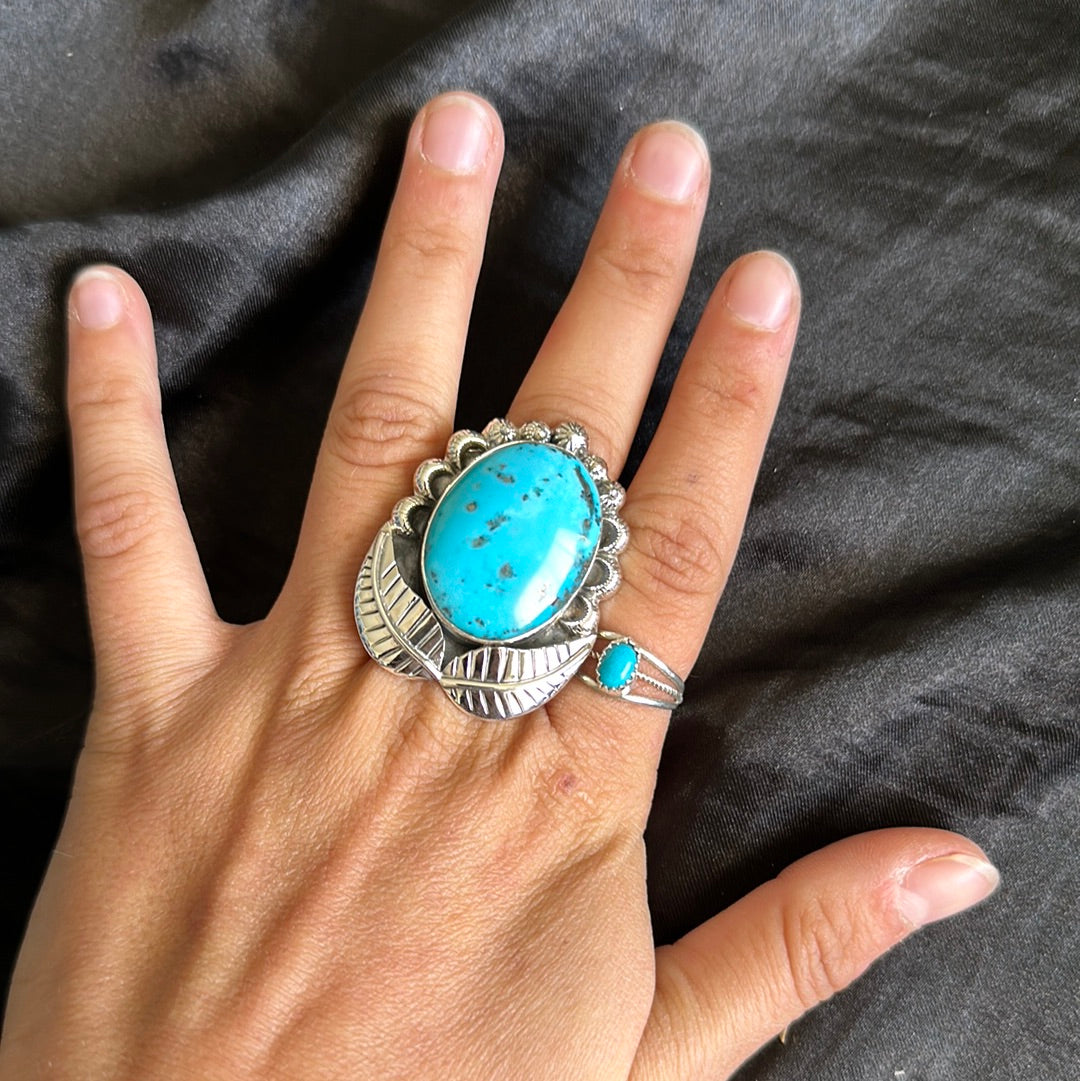 TTD “Retro” Kingman Turquoise & Sterling Silver Adjustable Ring