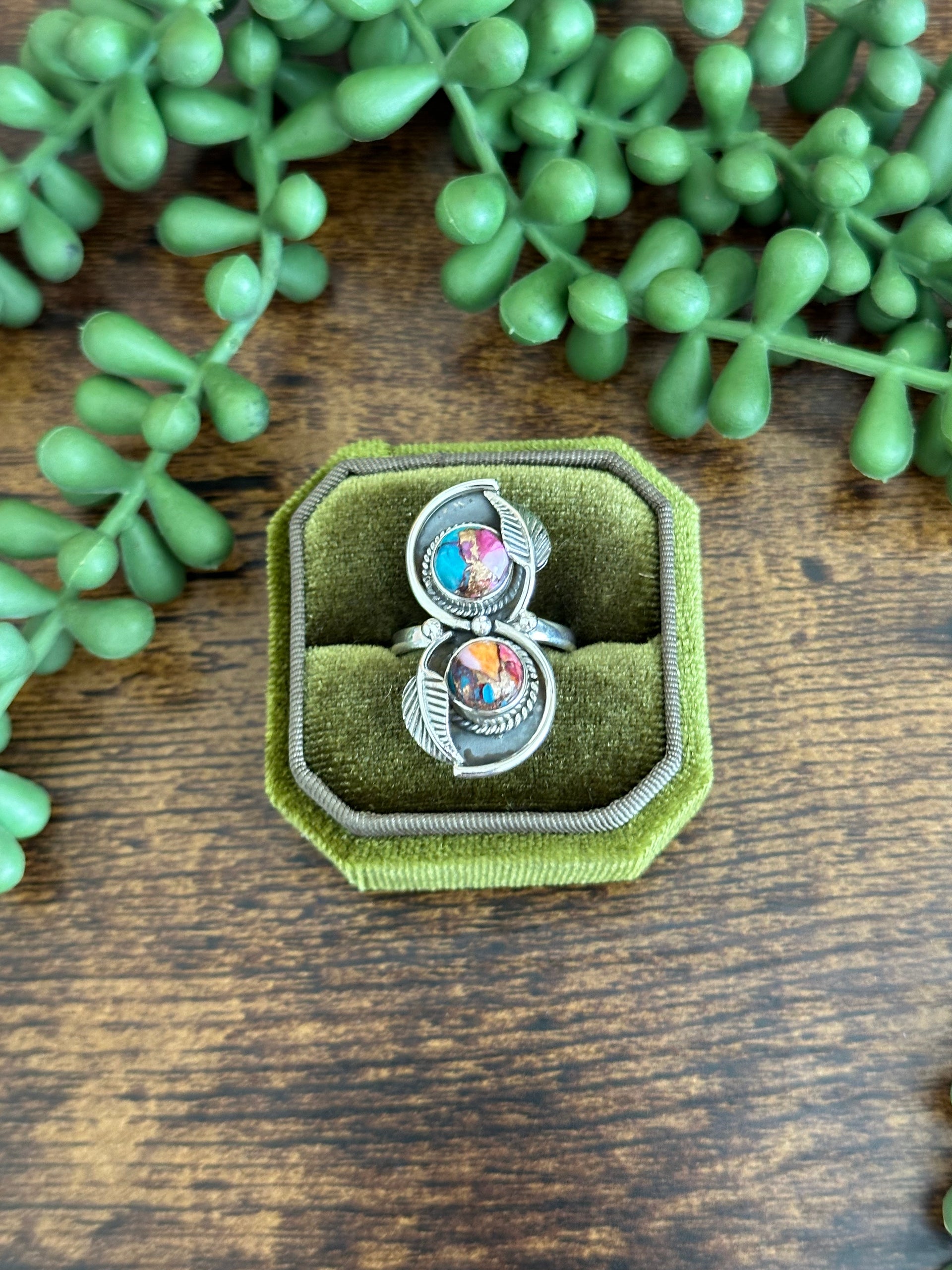 Southwest Handmade Mohave Turquoise & Sterling Silver Ring Size 8