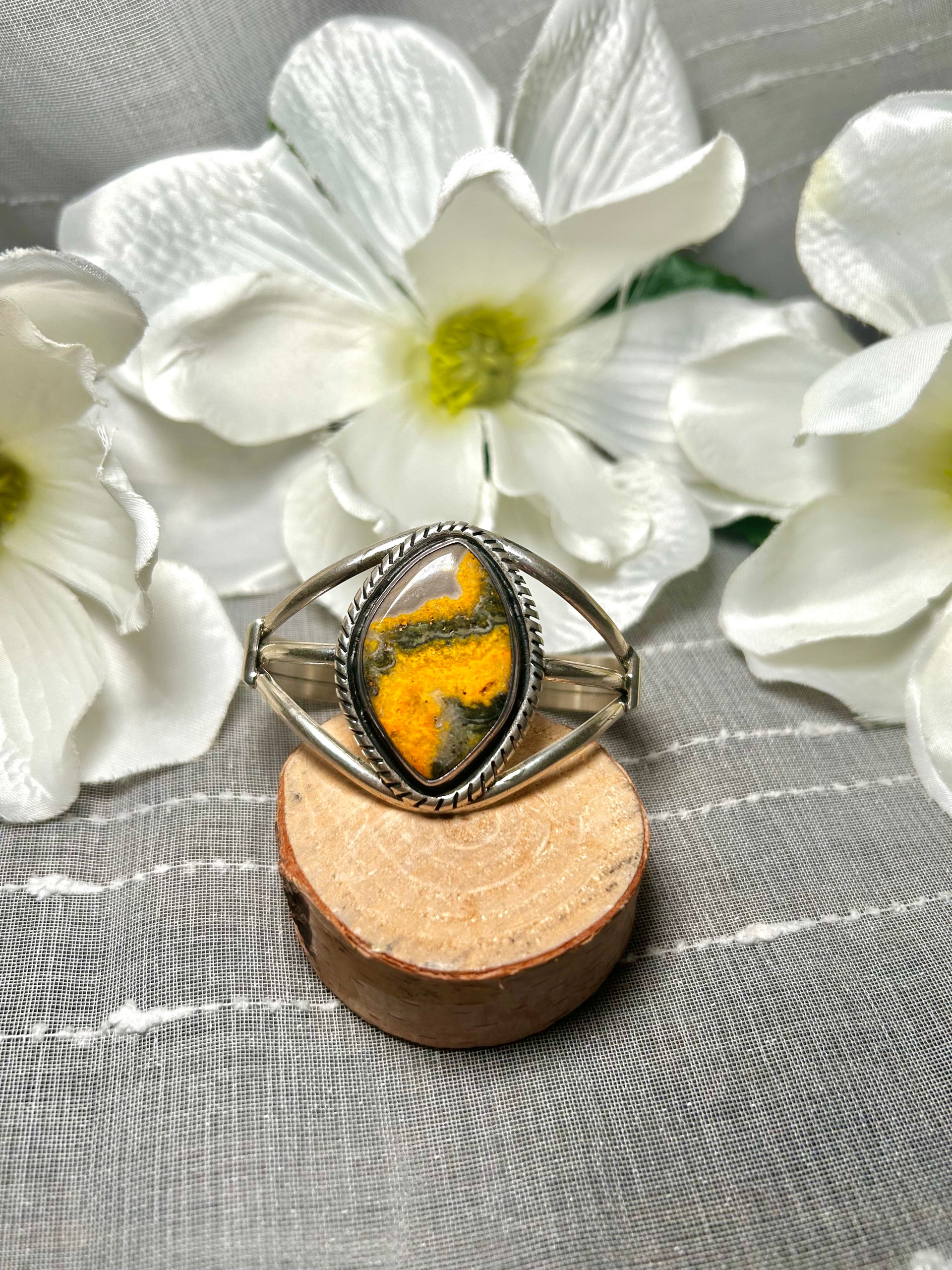 Navajo Made BB Agate & Sterling Silver Cuff Bracelet