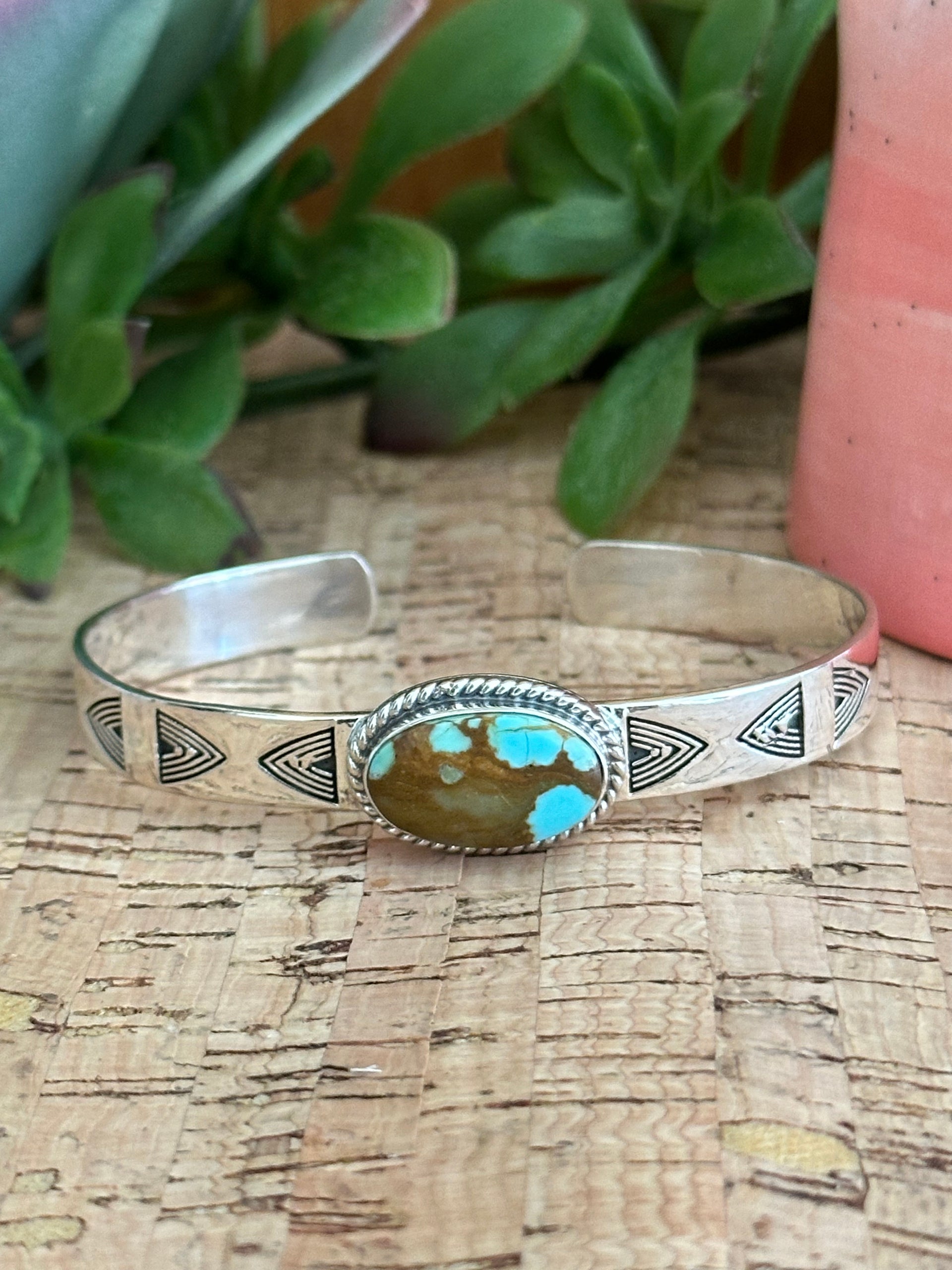 Southwest Made #8 Turquoise & Sterling Silver Cuff Bracelet