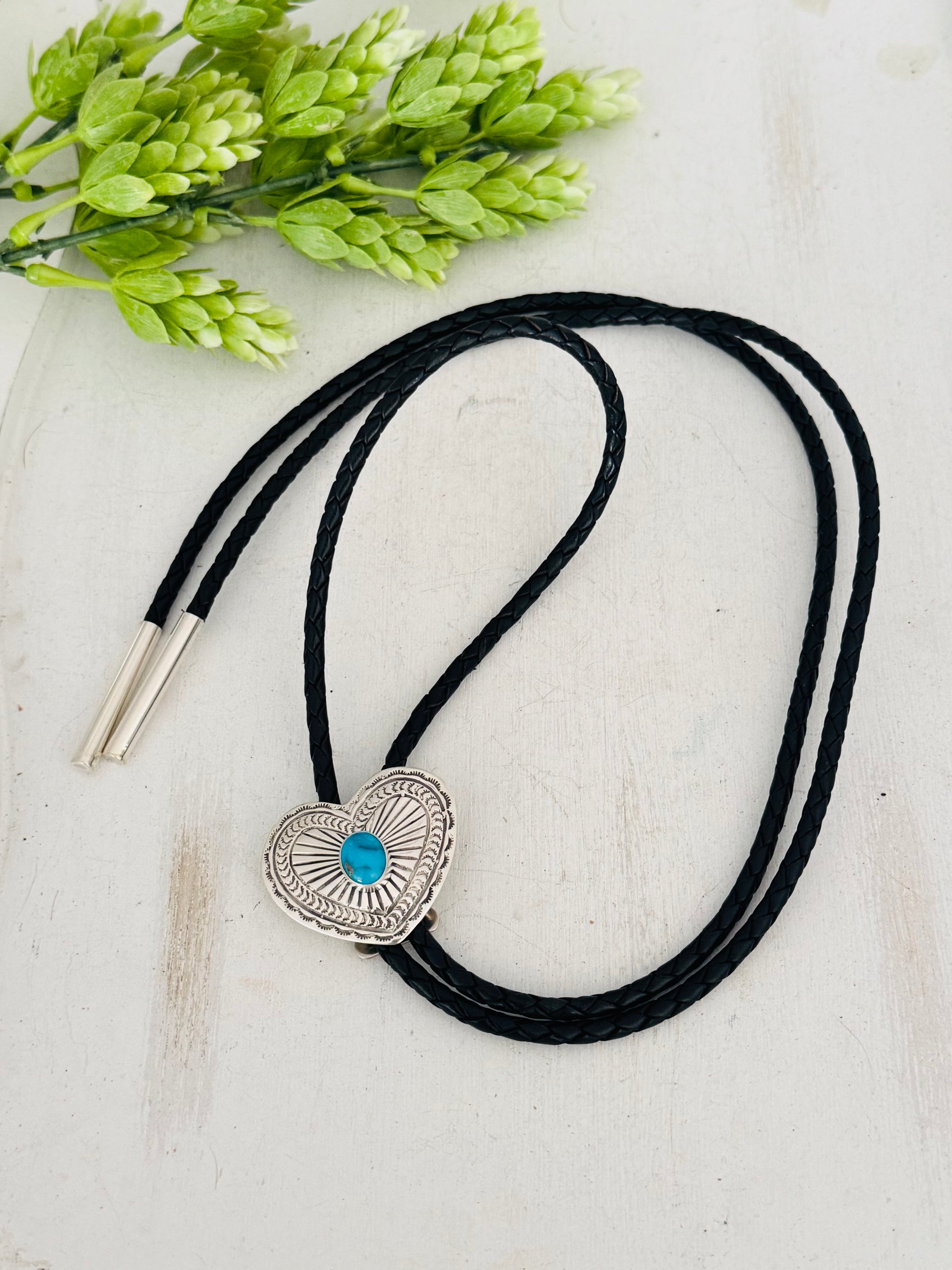 Jereme Delgarito Kingman Turquoise & Sterling Silver Bolo Tie