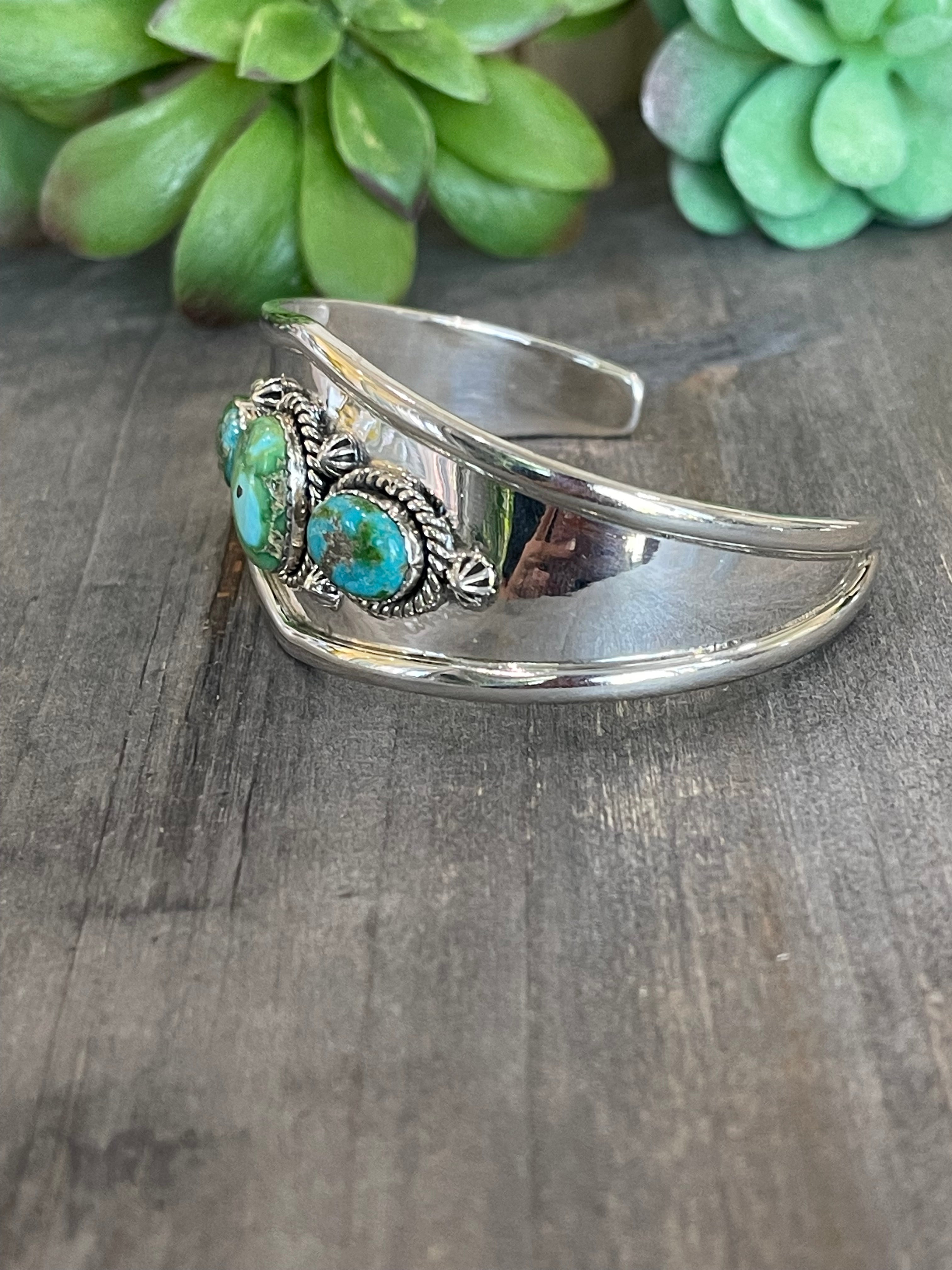 Southwest Handmade Sonoran Mountain Turquoise & Sterling Silver Cuff Bracelet