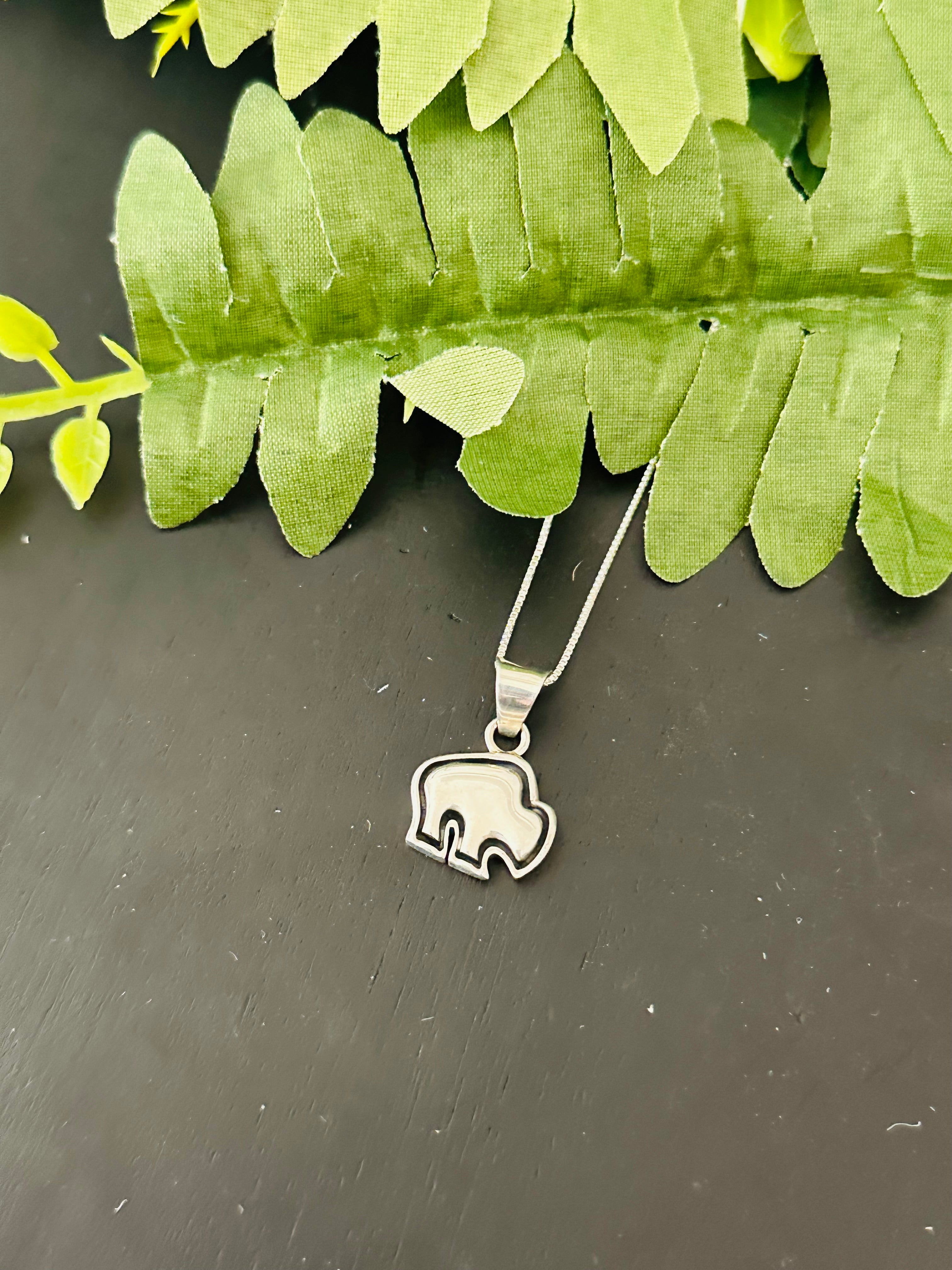 Navajo Made Sterling Silver Bear Necklace