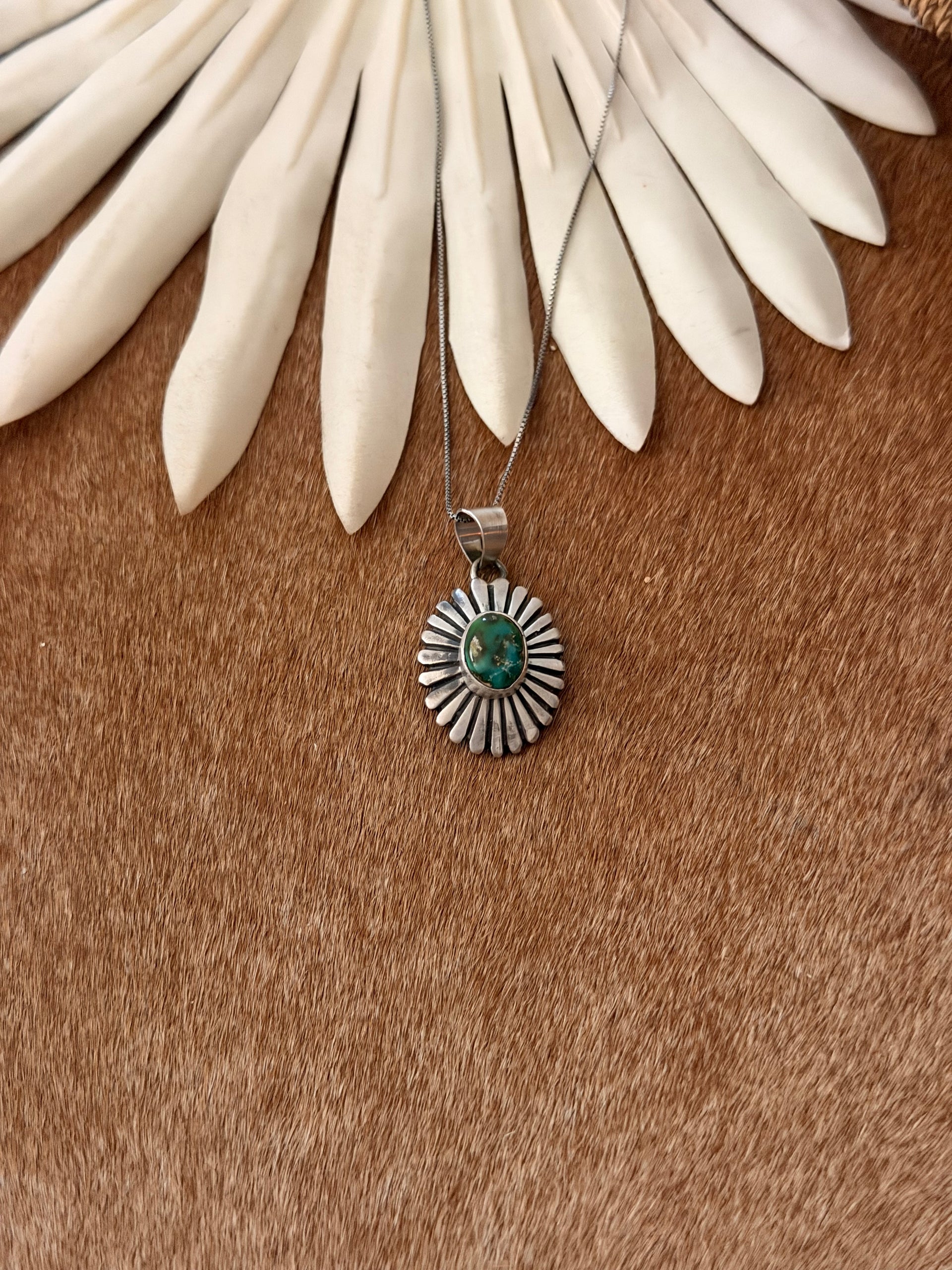 Navajo Made Sonoran Mountain Turquoise & Sterling Silver Concho Necklace