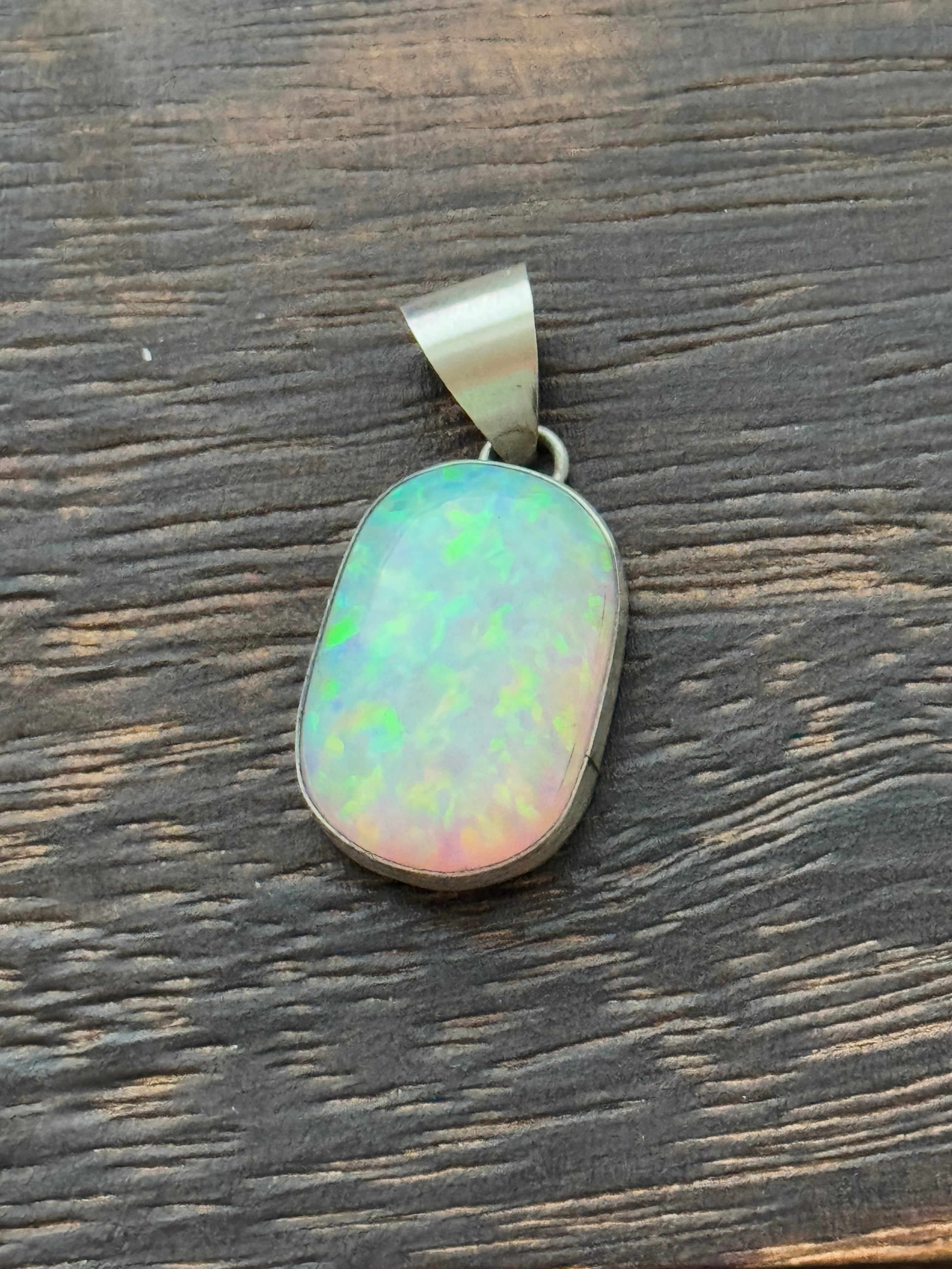 Navajo Made Opal & Sterling Silver Pendant