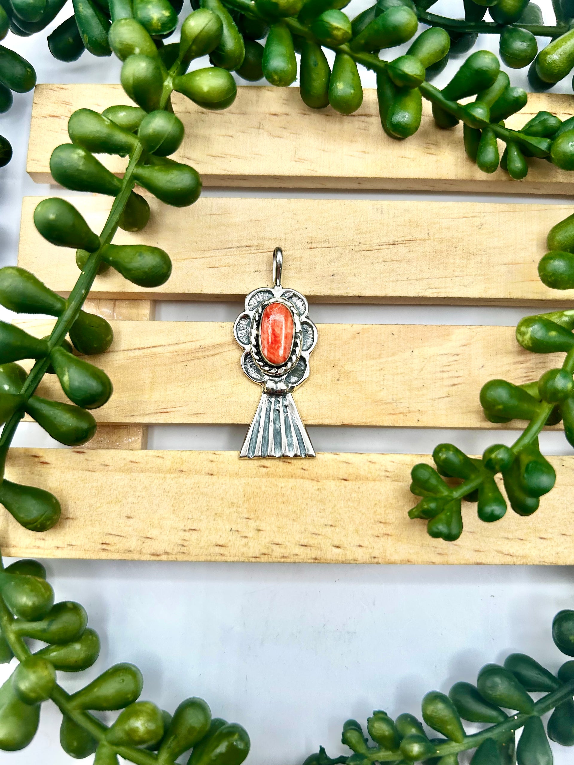 Joe Martinez Spiny Oyster & Sterling Silver Pendant