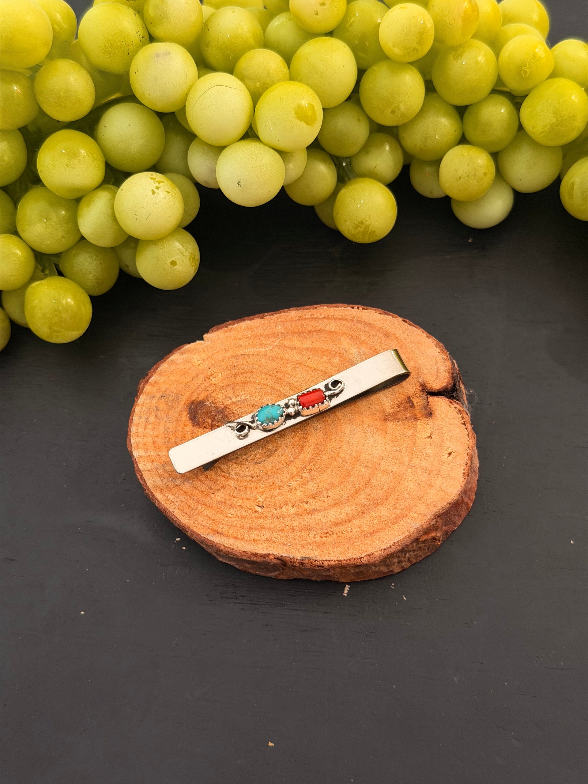 Navajo Made Multi Stone & Sterling Silver Money Clip