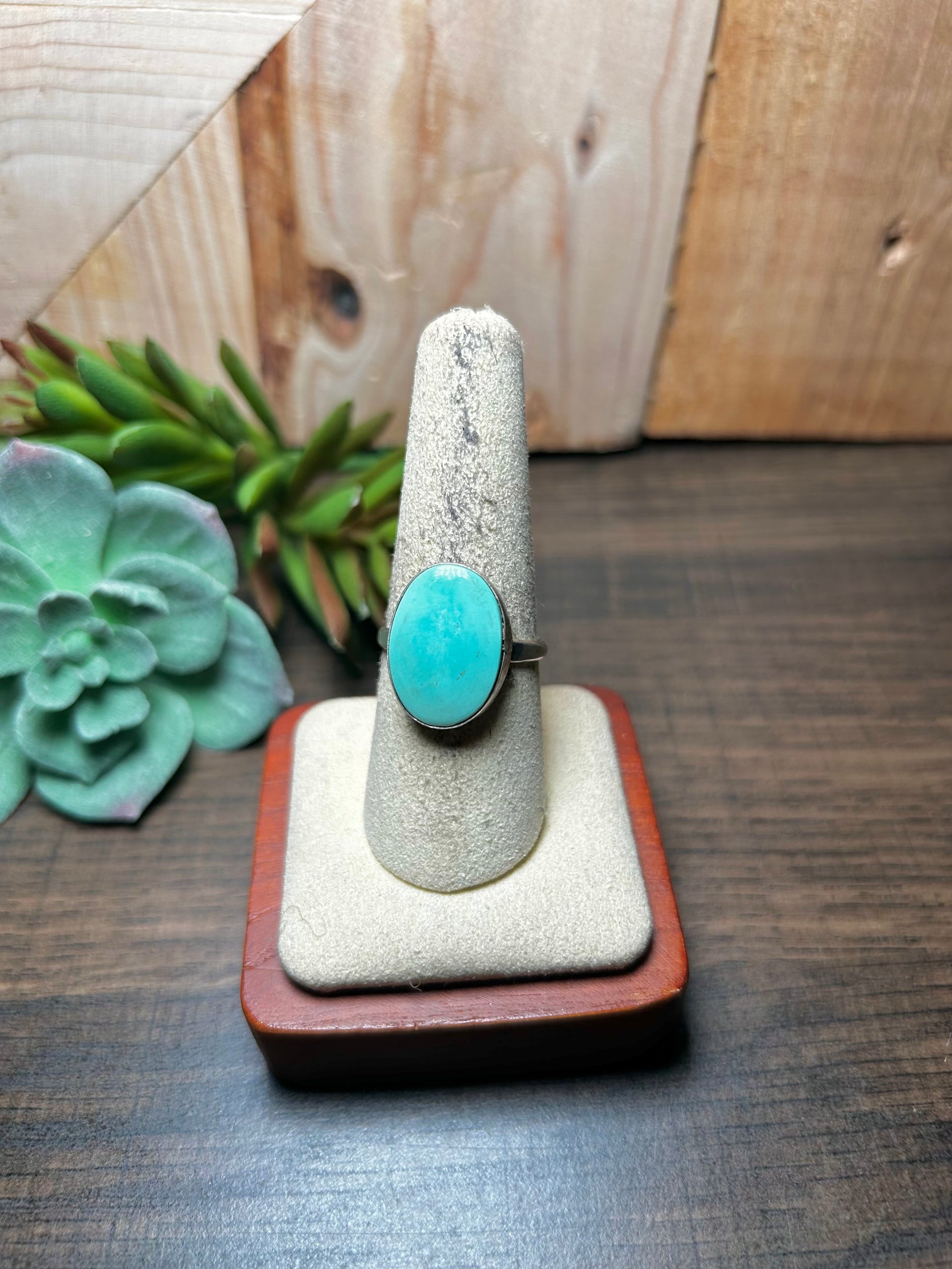 Navajo Made Royston Turquoise & Sterling Silver Ring Size 8.75