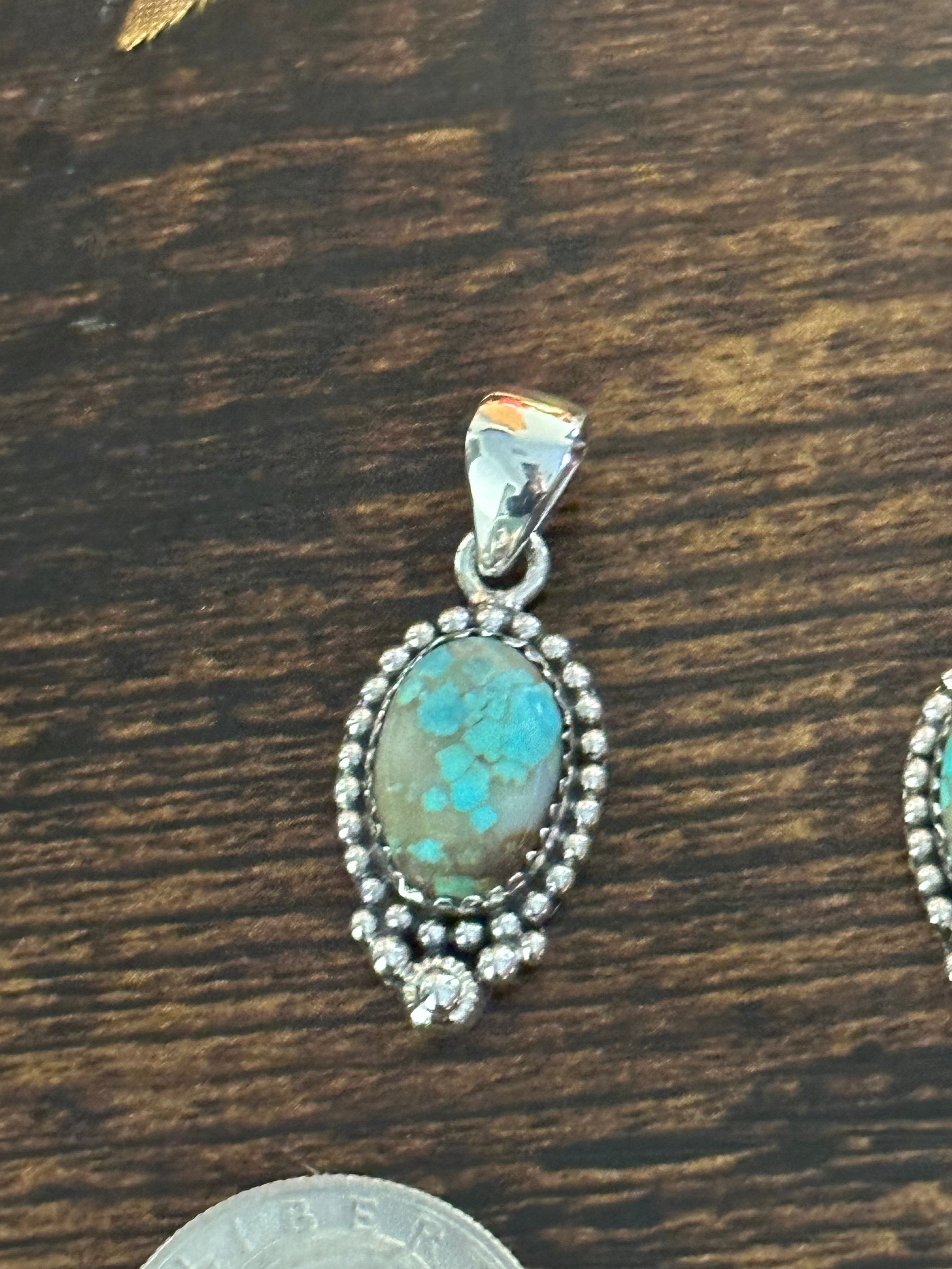 Southwest Handmade #8 Turquoise & Sterling Silver Pendant