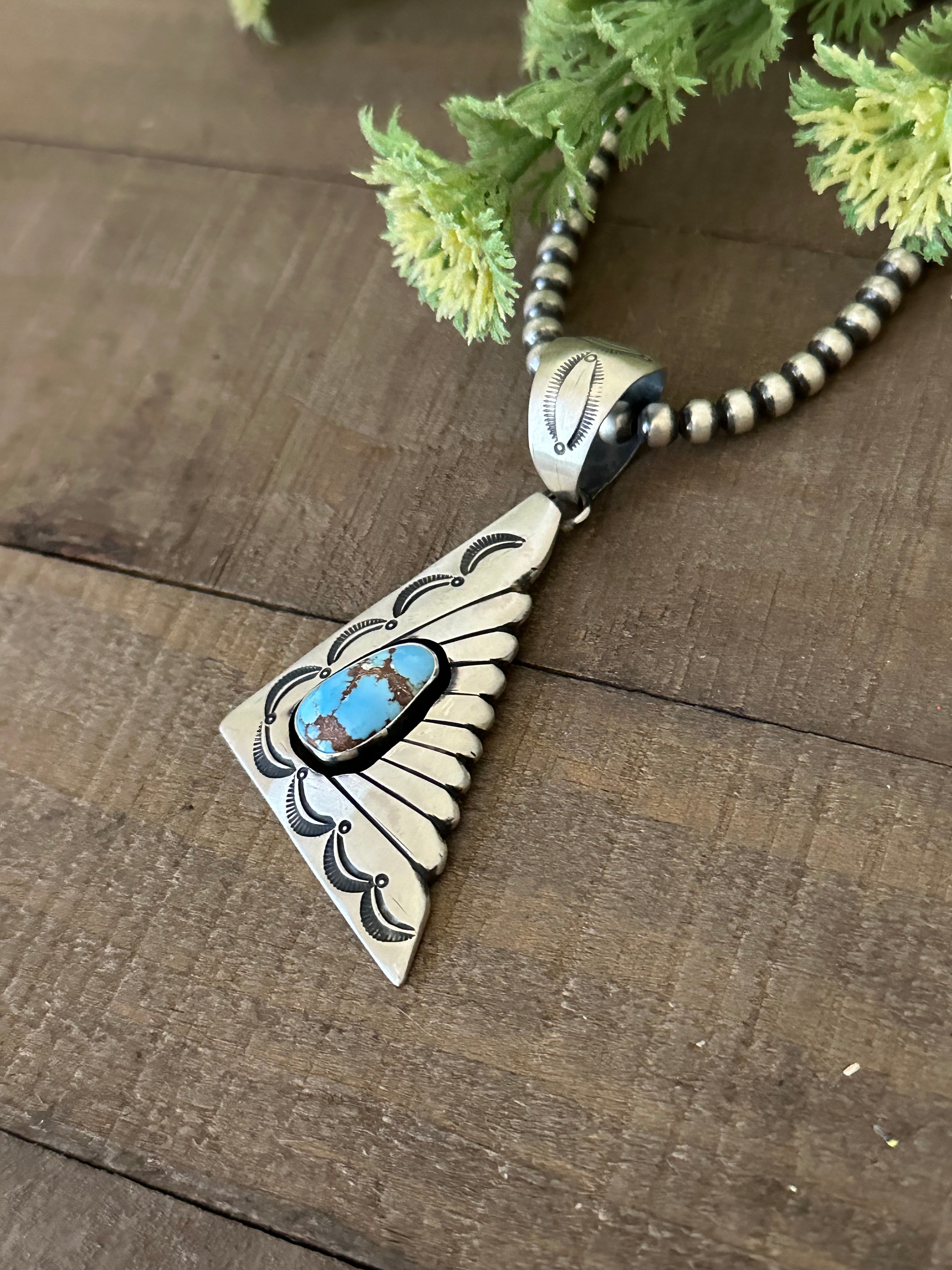 P Begay Golden Hills Turquoise & Sterling Silver Pendant