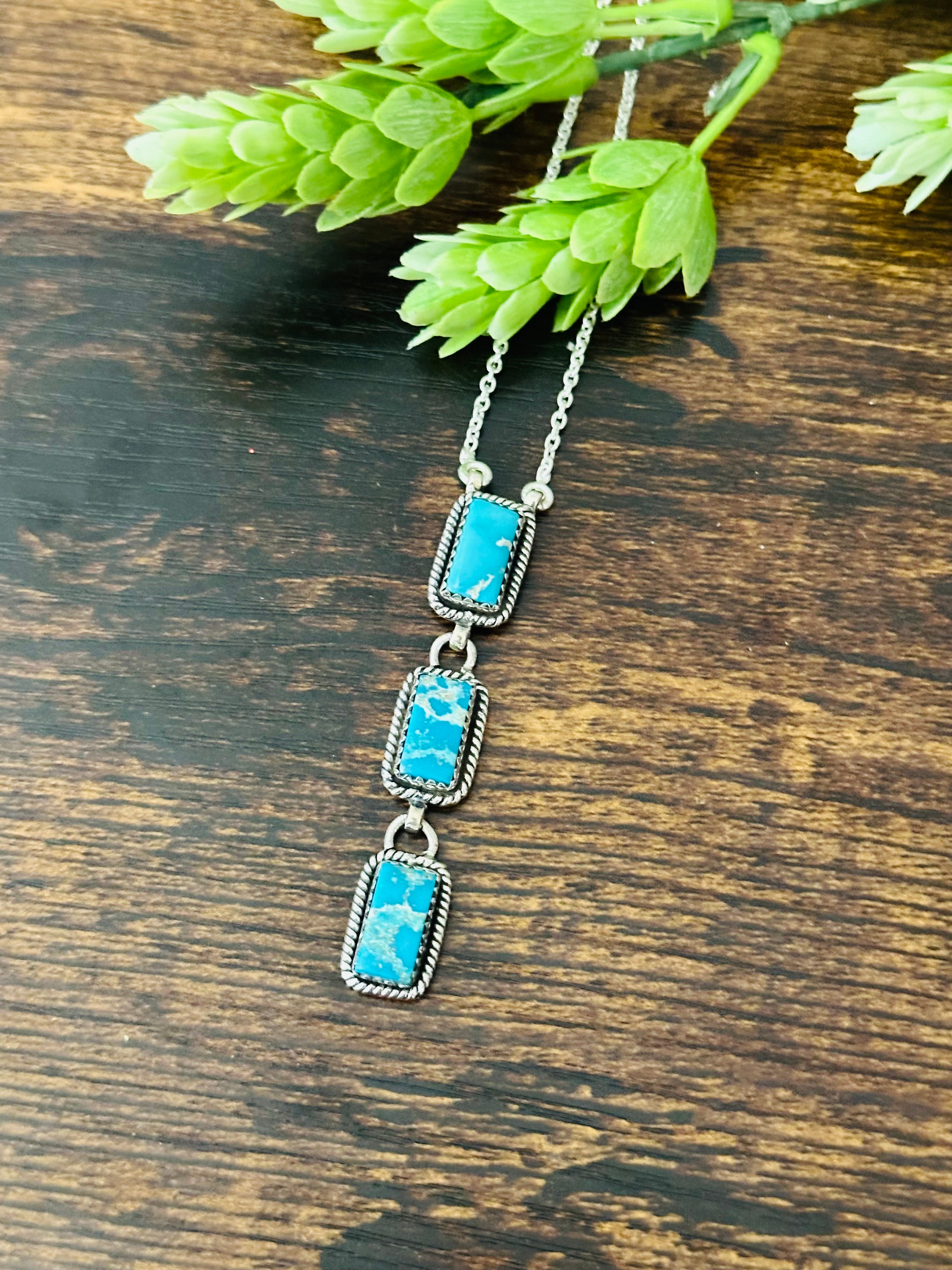 Southwest Handmade Kingman Turquoise & Sterling Silver Necklace