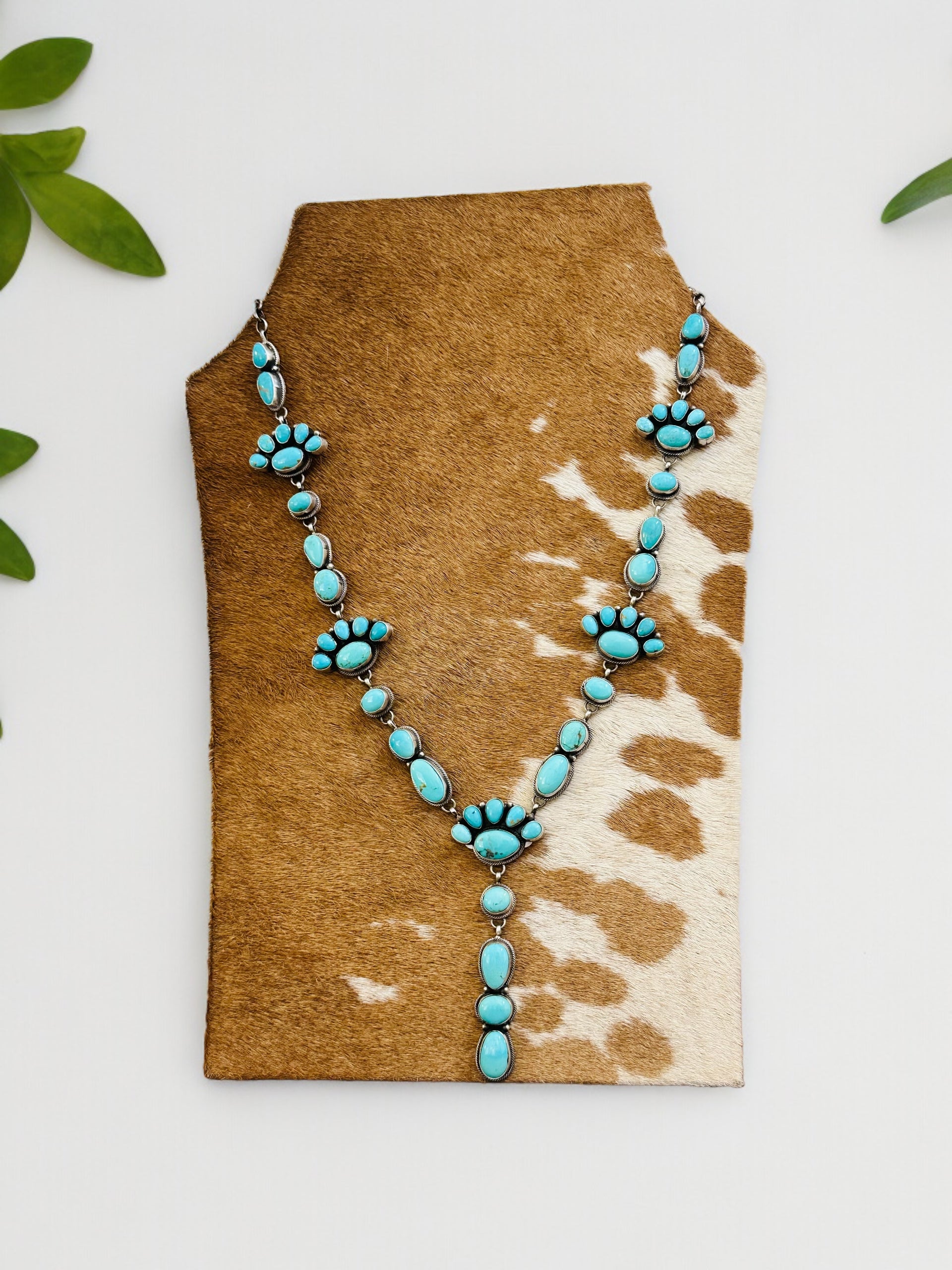 Timothy Yazzie Kingman Turquoise & Sterling Silver Cluster Necklace