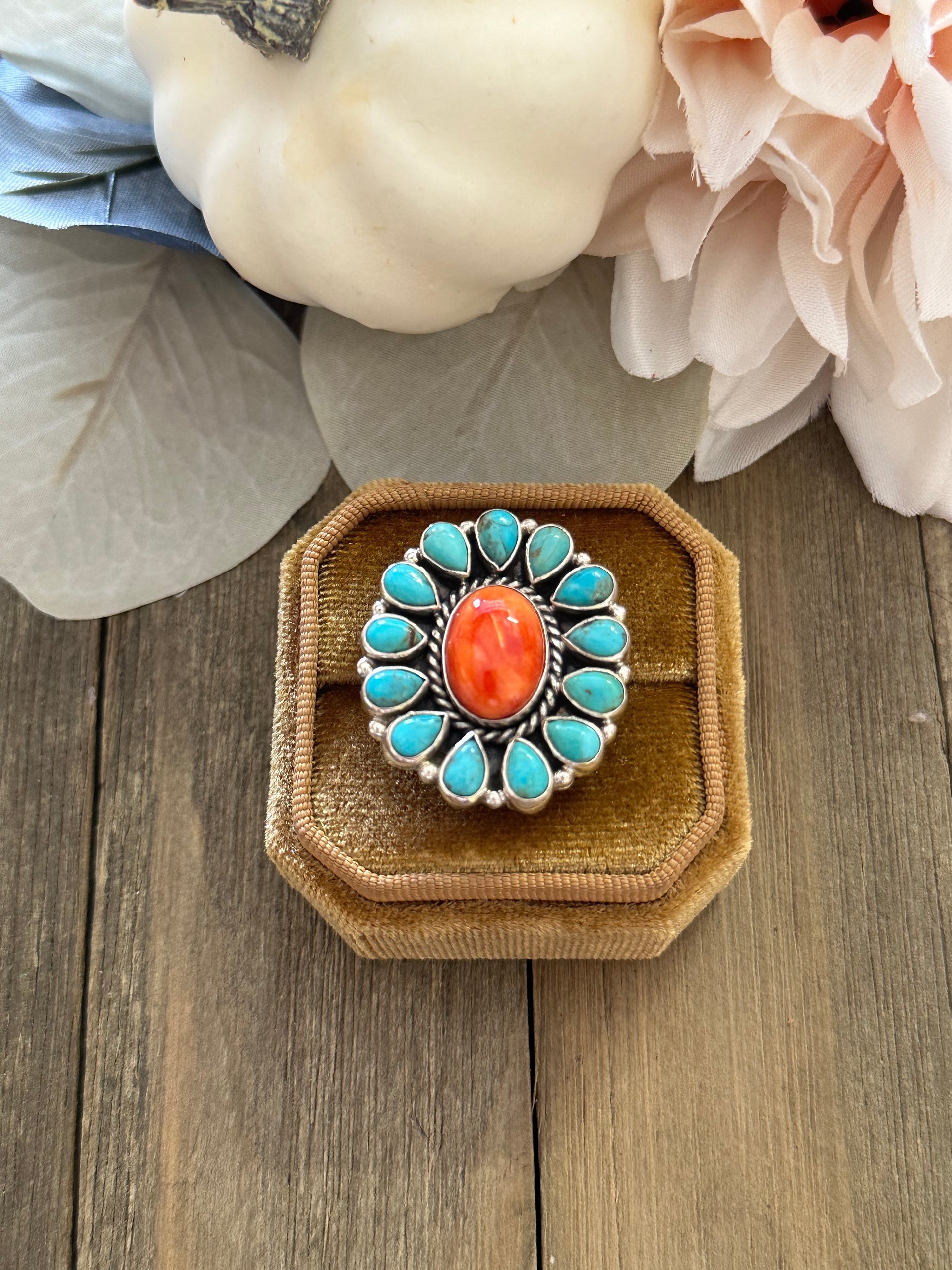 Southwest Handmade Multi Stone & Sterling Silver Adjustable Ring
