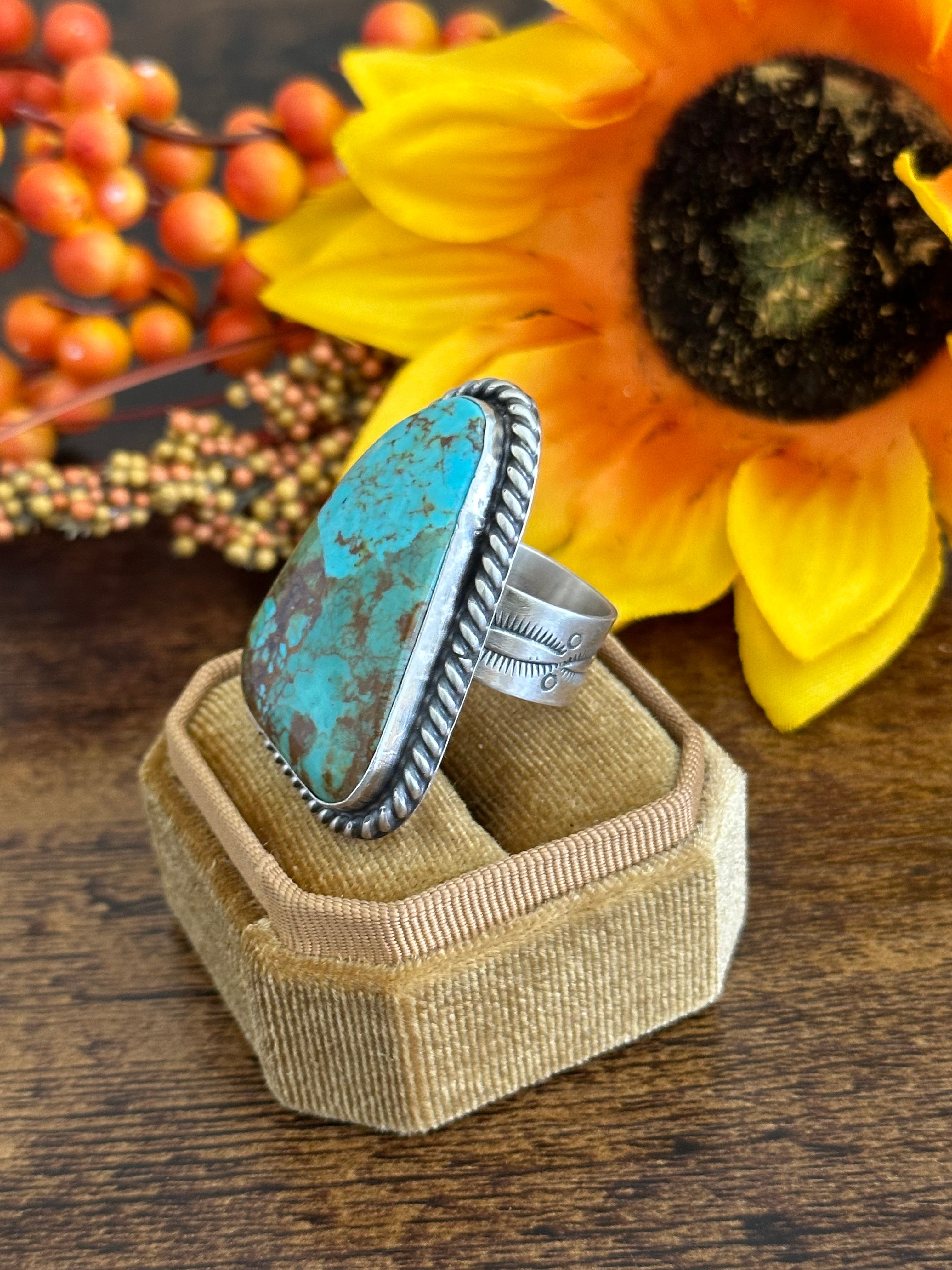 Augustine Largo Mohave Kingman Turquoise & Sterling Silver Adjustable Ring