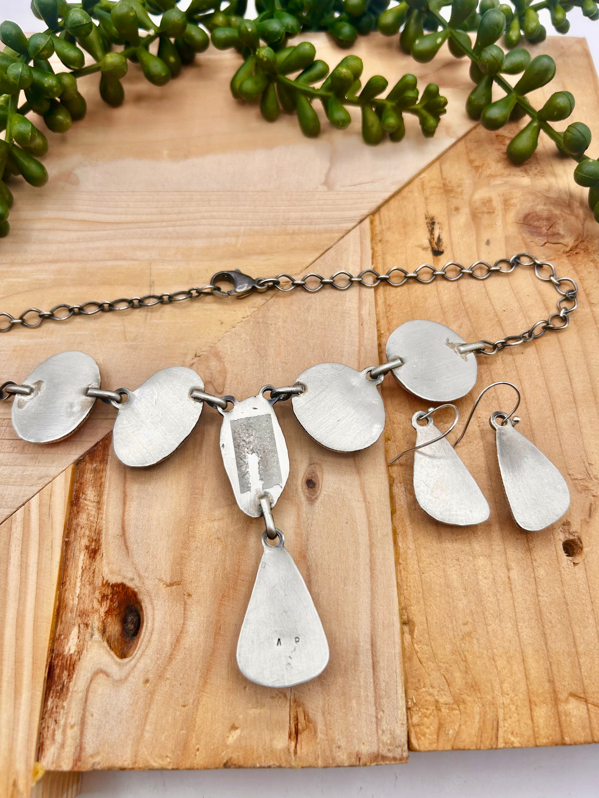 Navajo Made Spiny Oyster & Sterling Silver Necklace Set