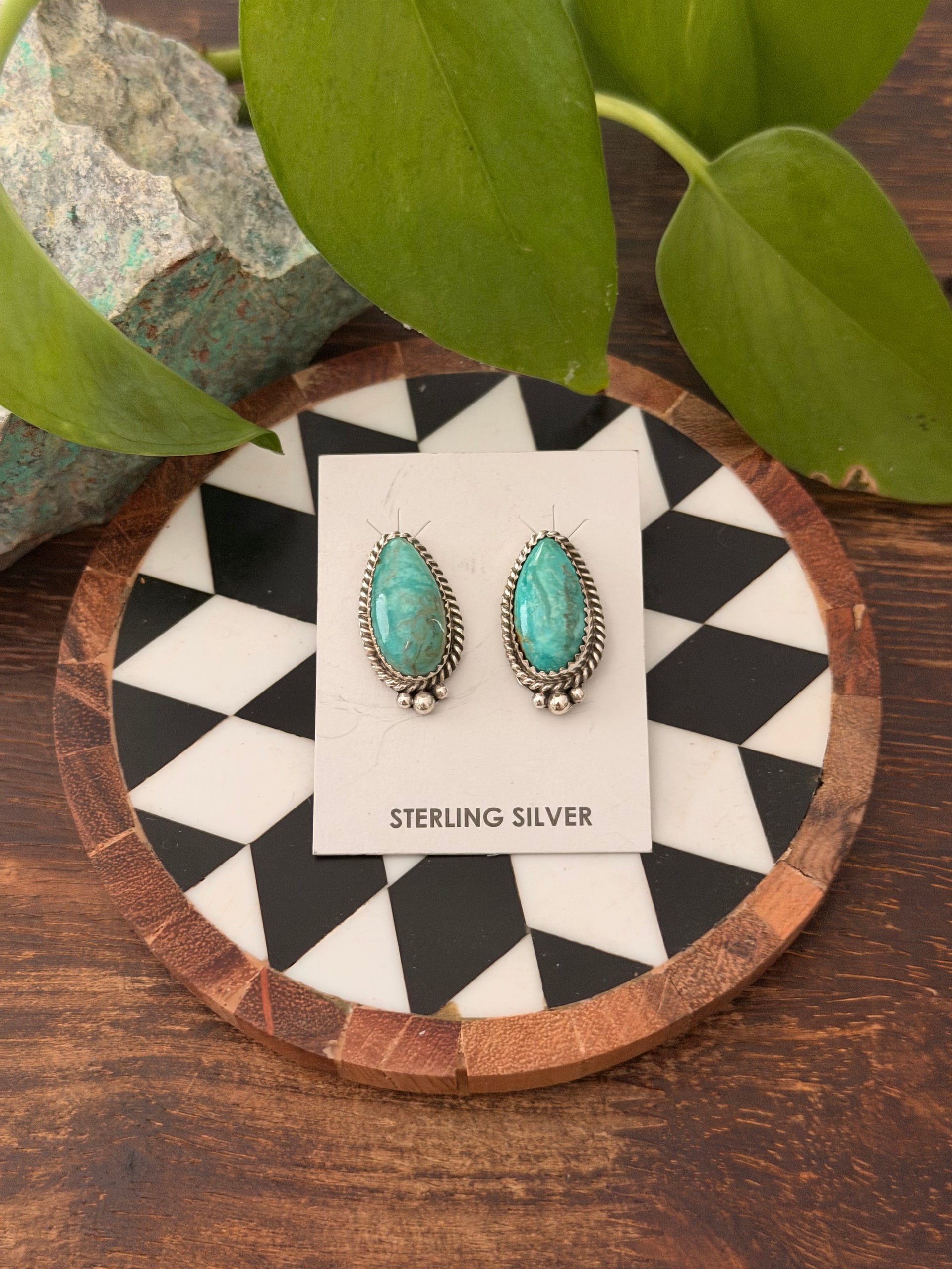 Trish Largo Kingman Turquoise & Sterling Silver Post Earrings