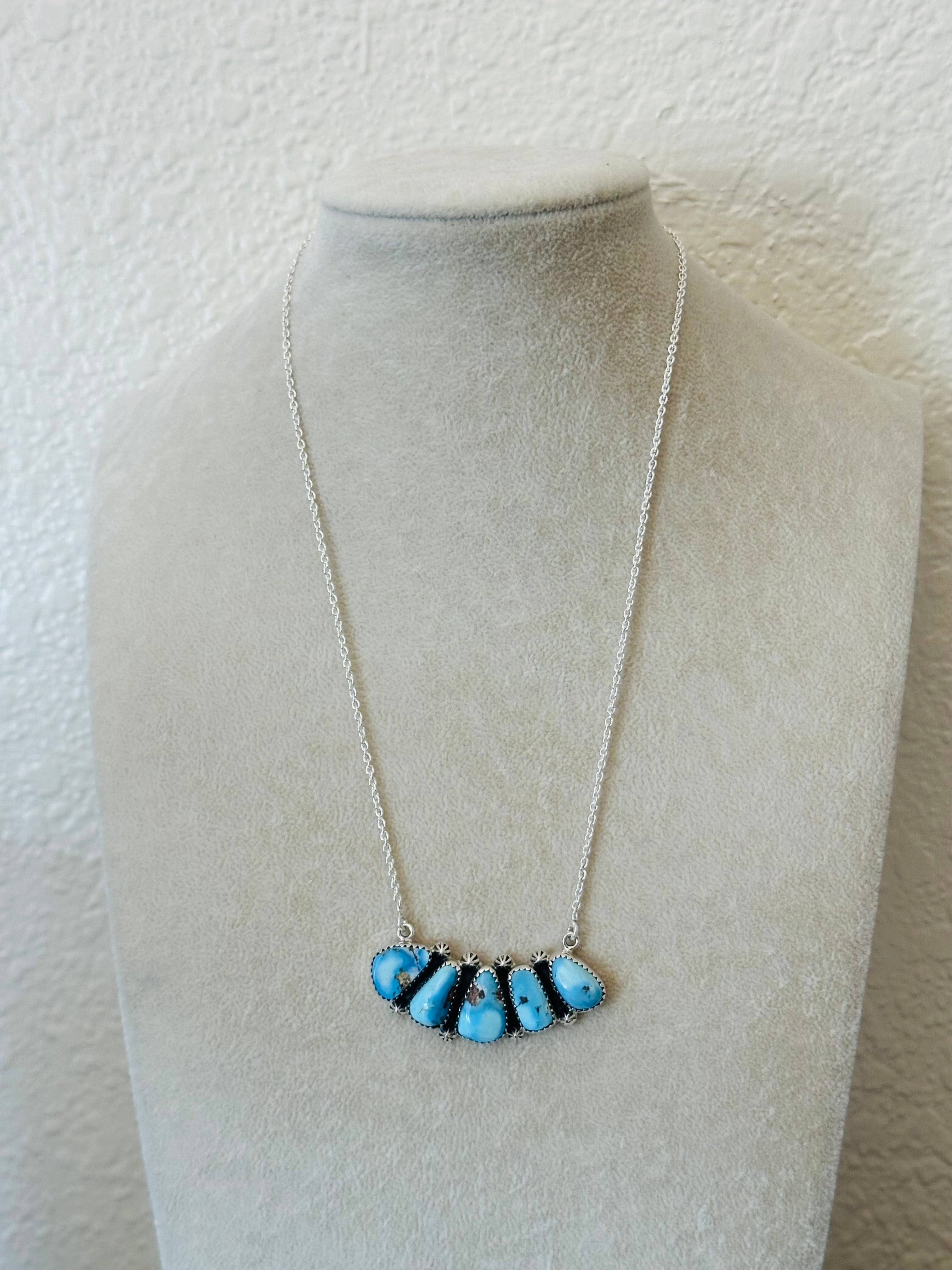 Southwest Handmade Golden Hills Turquoise & Sterling Silver Necklace