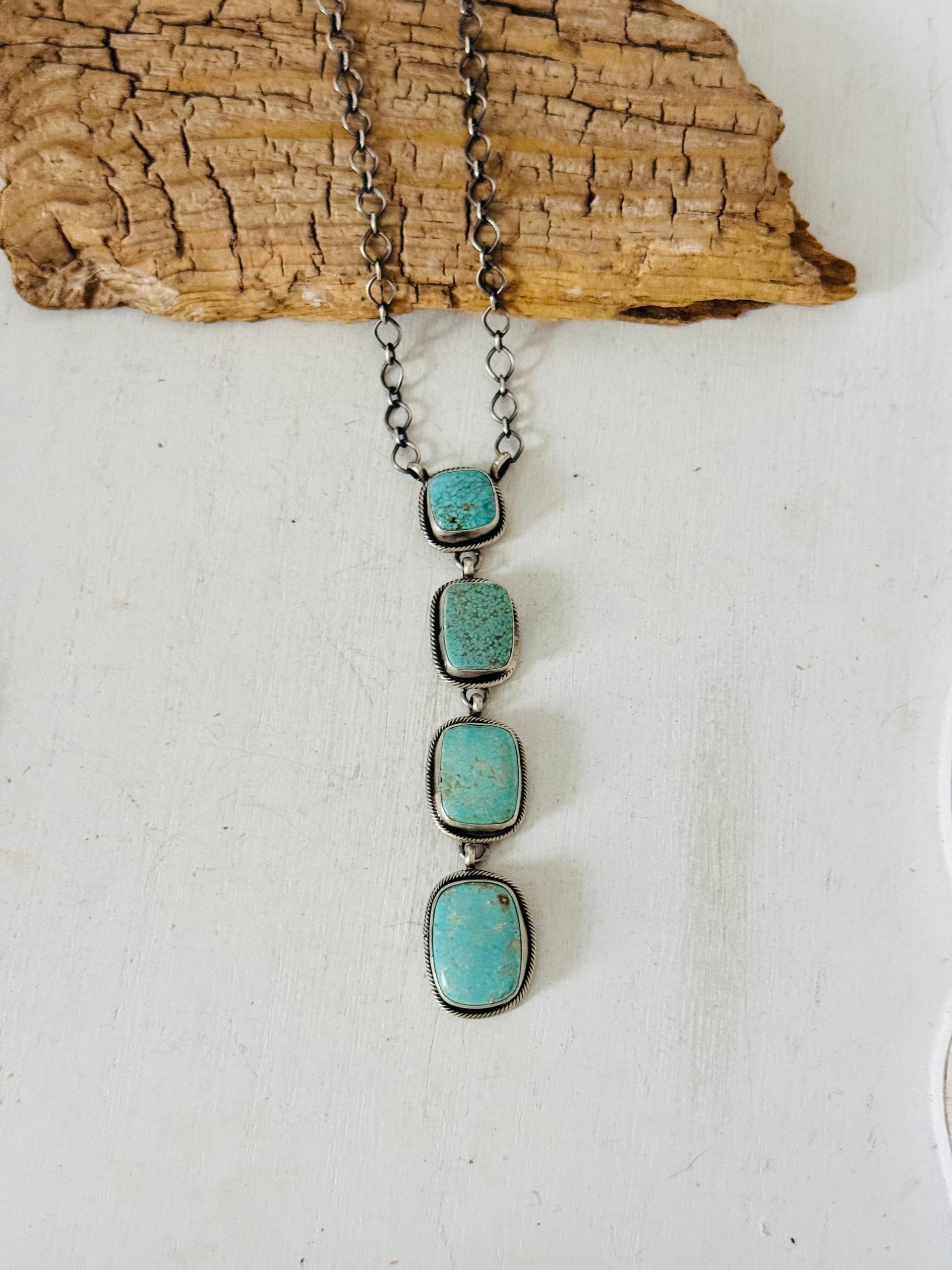 Jameson Garcia #8 Turquoise & Sterling Silver Lariat Necklace