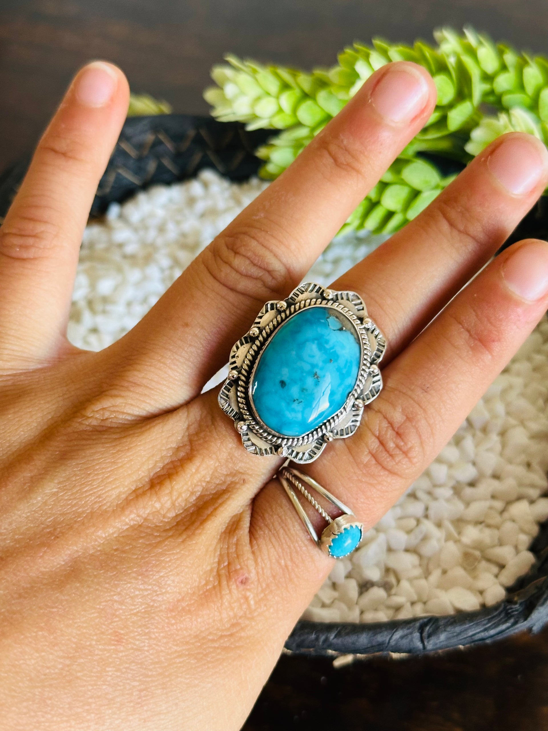 TTD Blue Ridge Turquoise & Sterling Silver Adjustable Ring