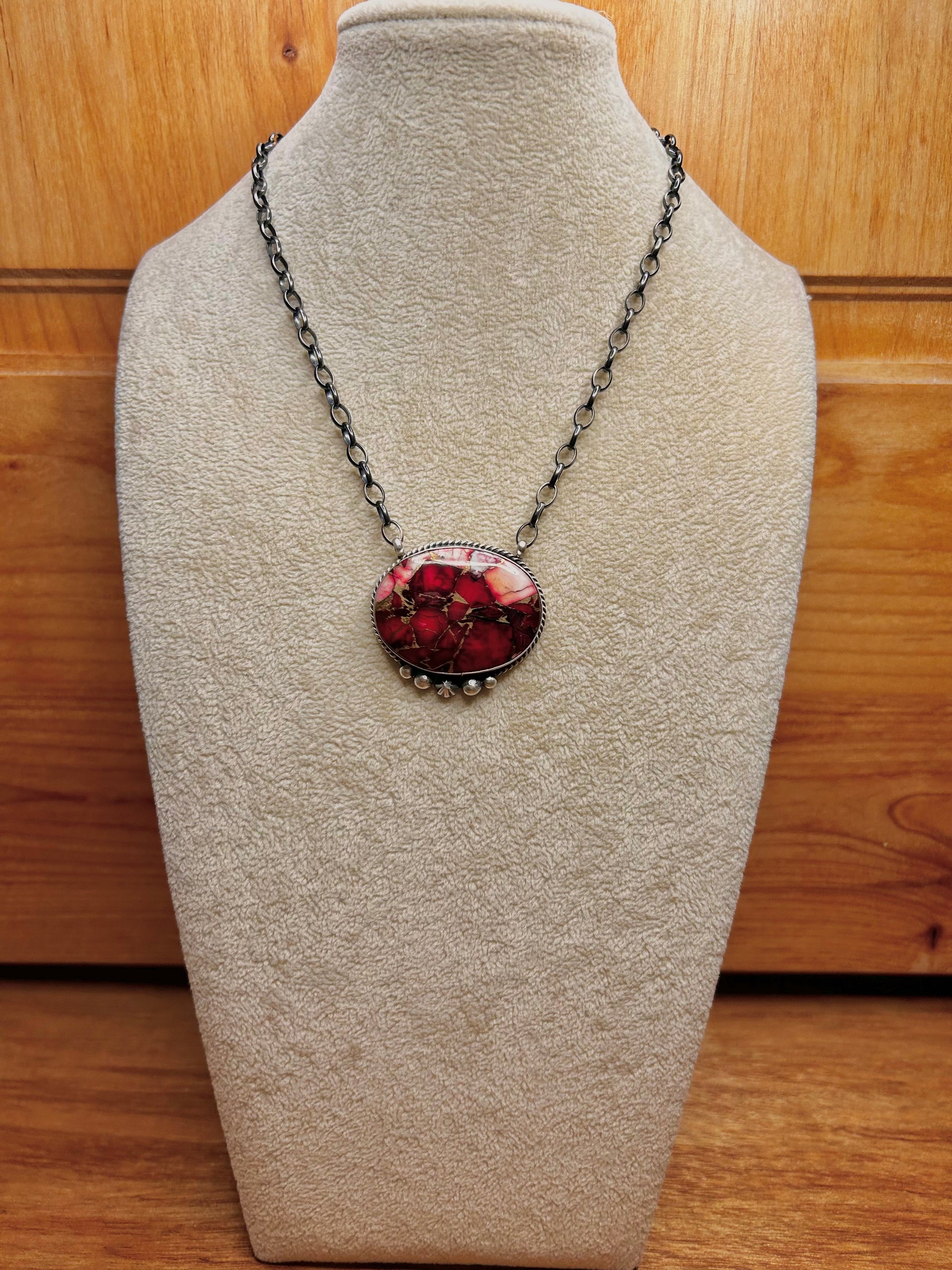 Johnny Dixon Rose Dahlia & Sterling Silver Necklace