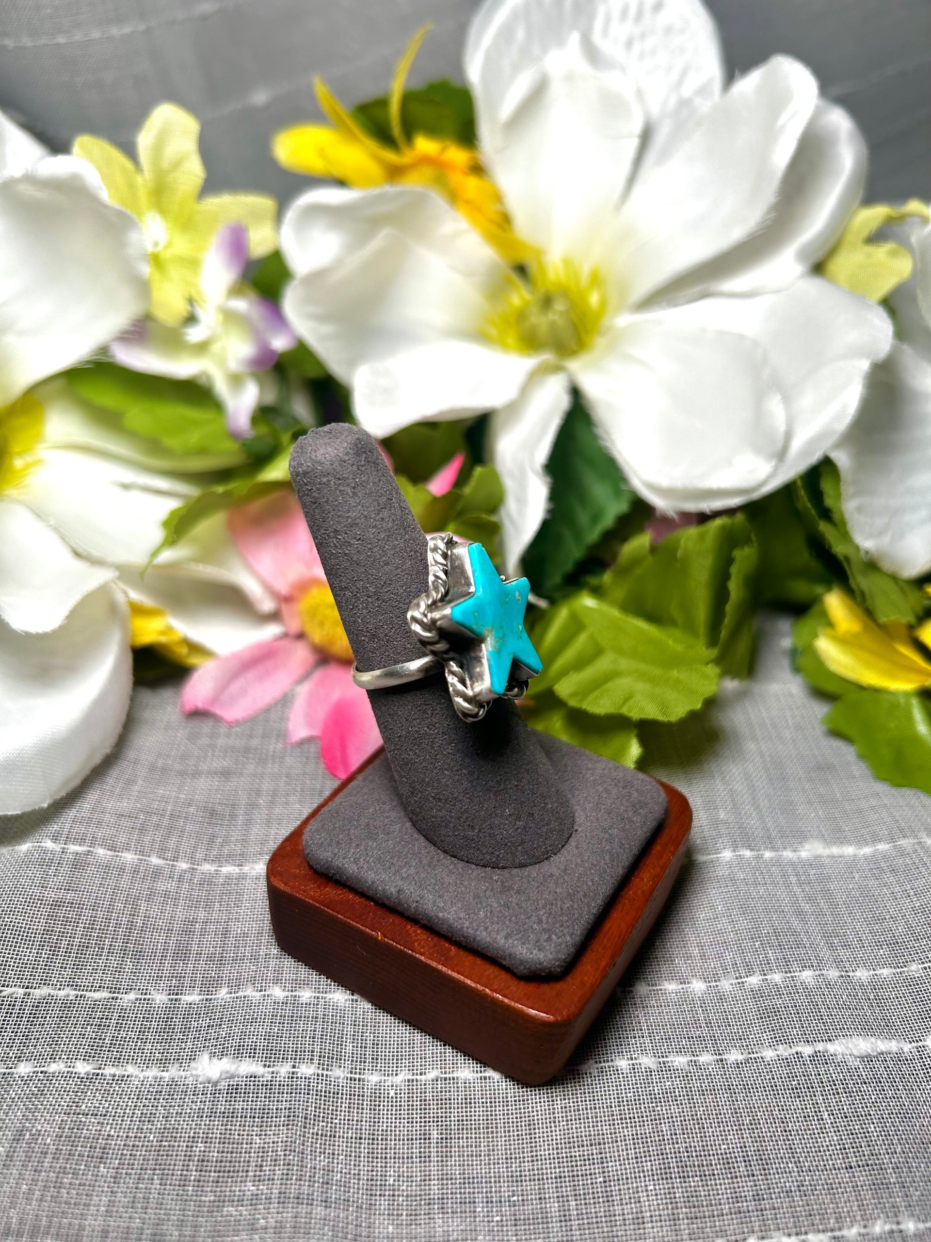 Larson Chee Kingman Turquoise & Sterling Silver Adjustable Ring