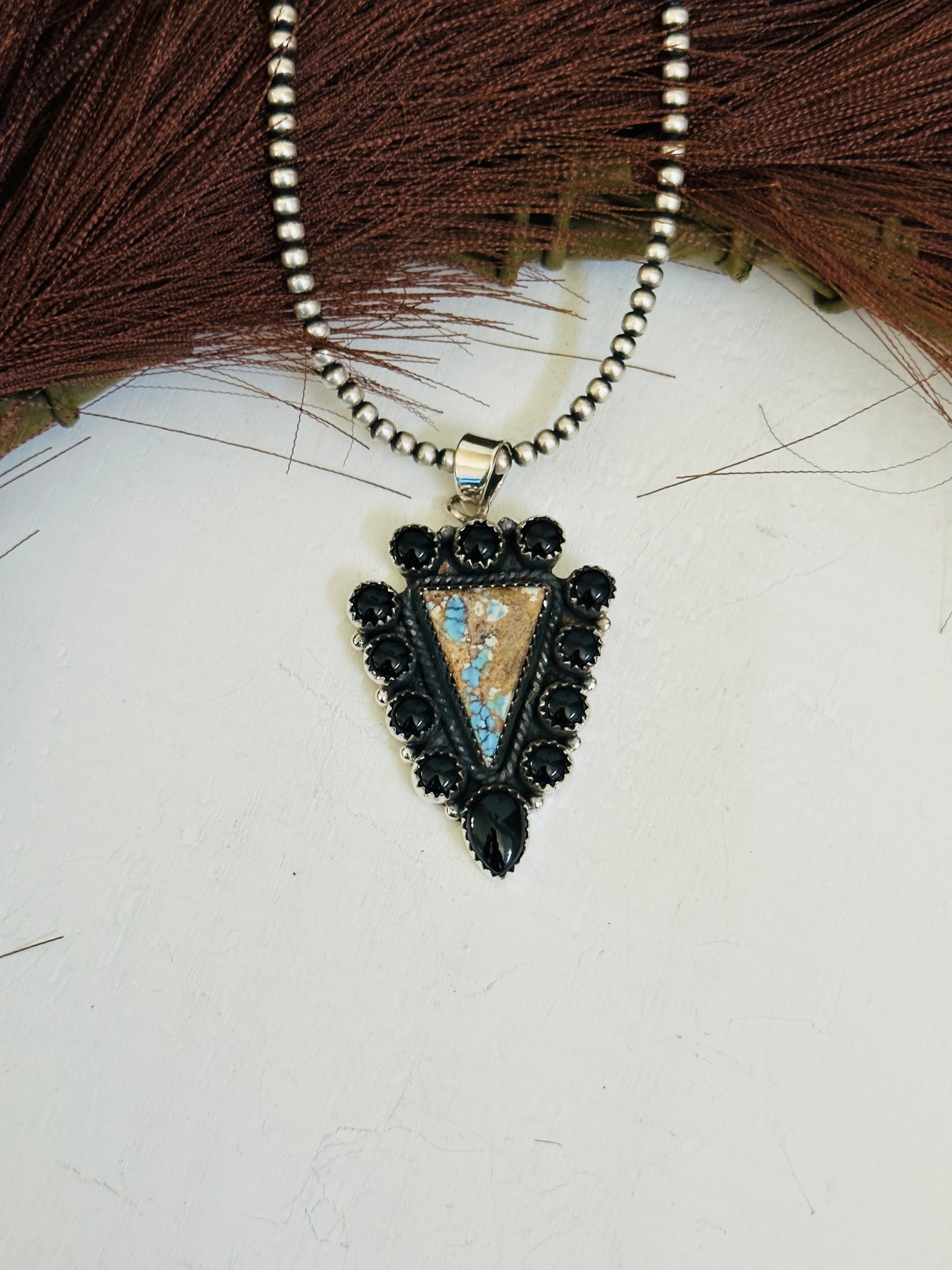 Southwest Handmade Multi Stone & Sterling Silver Cluster Pendant
