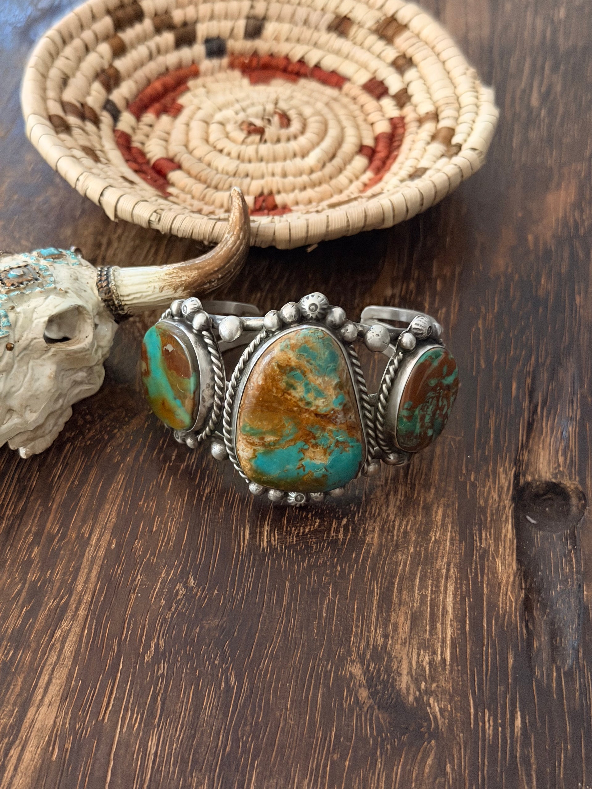 Augustine Largo Natural Royston Turquoise & Sterling Silver Cuff Bracelet