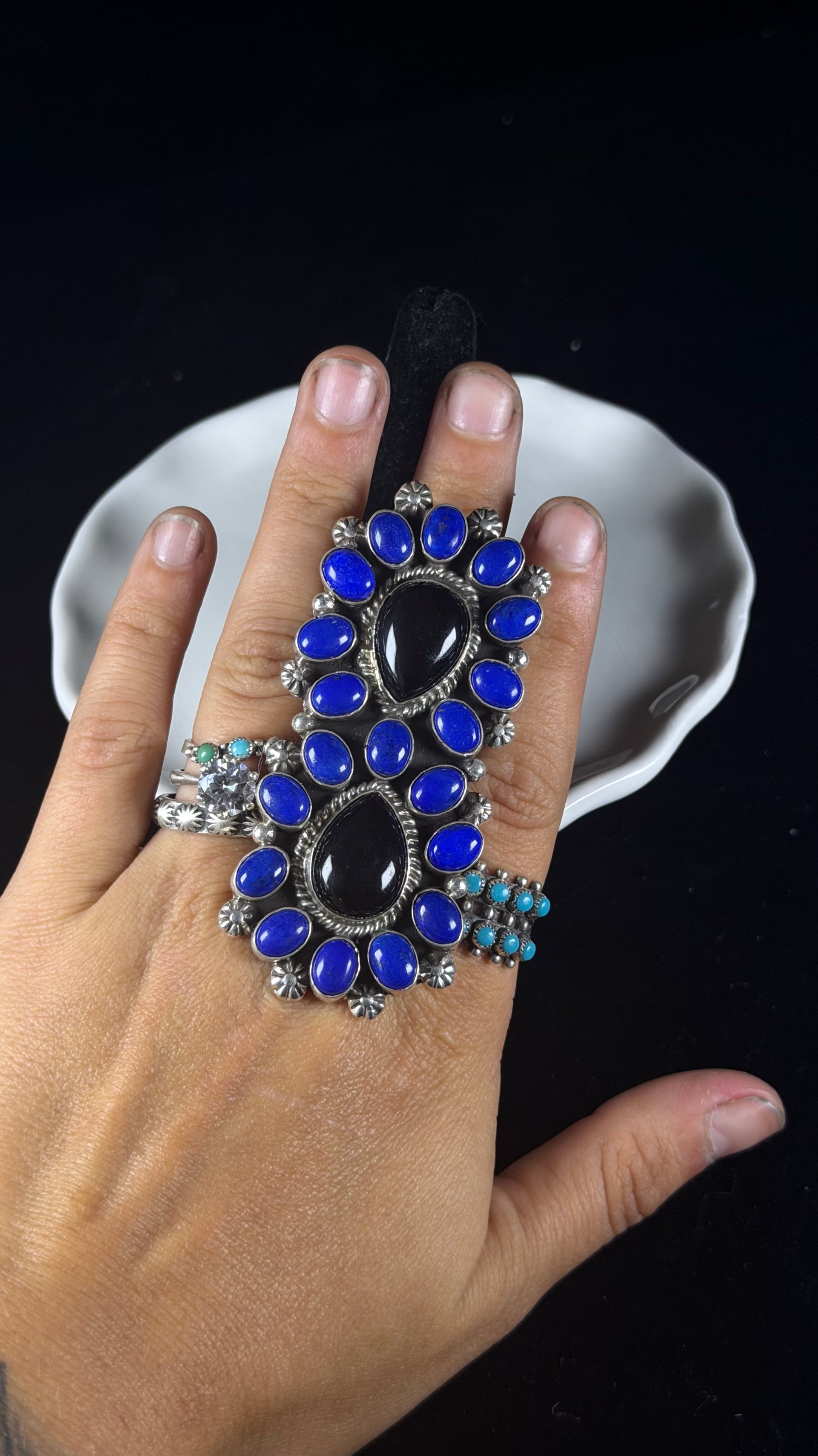 Zachariah David Multi Stone & Sterling Silver Adjustable Cluster Ring