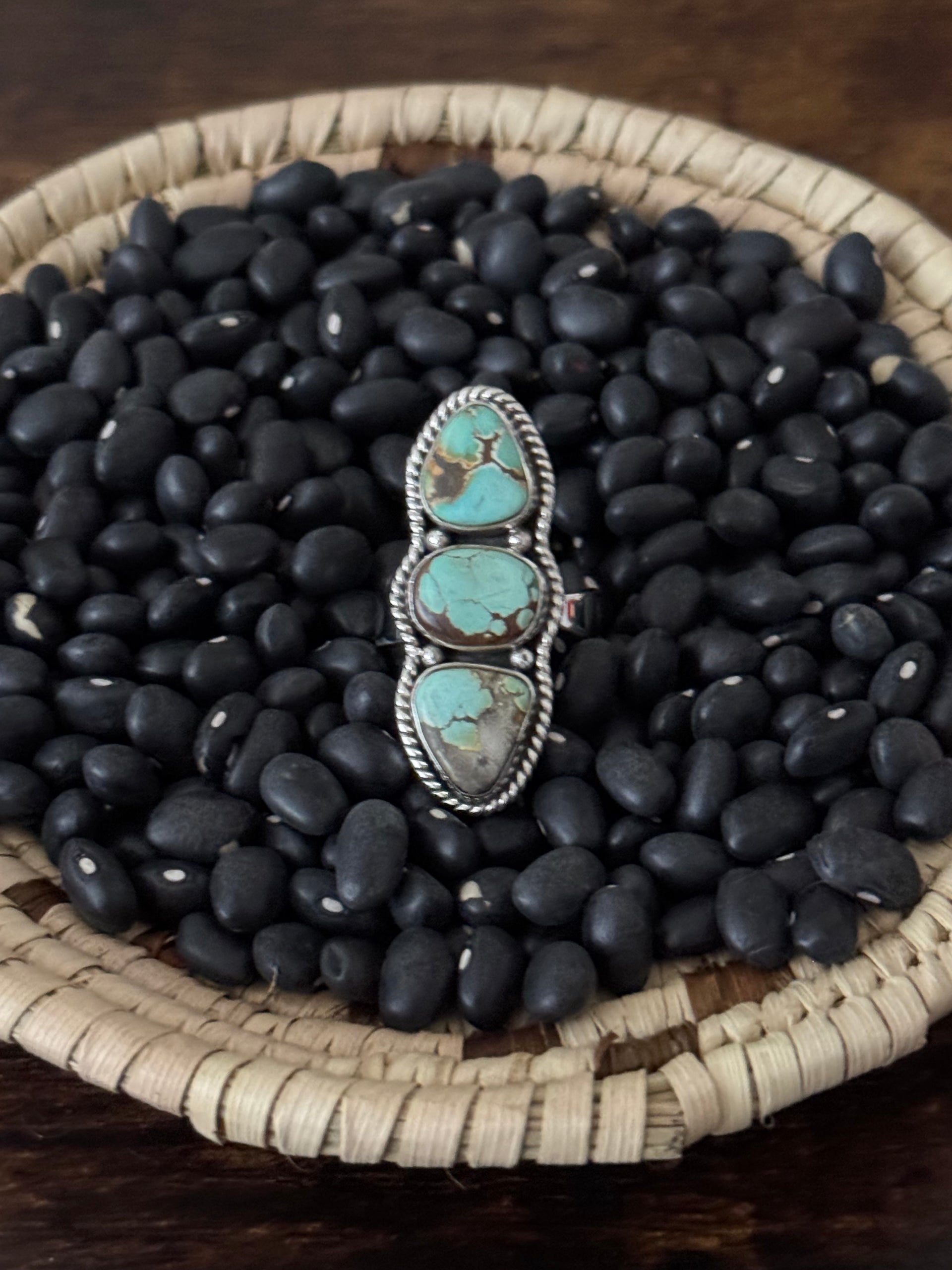 Southwest Handmade Multi Stone & Sterling Silver Adjustable Cluster Ring