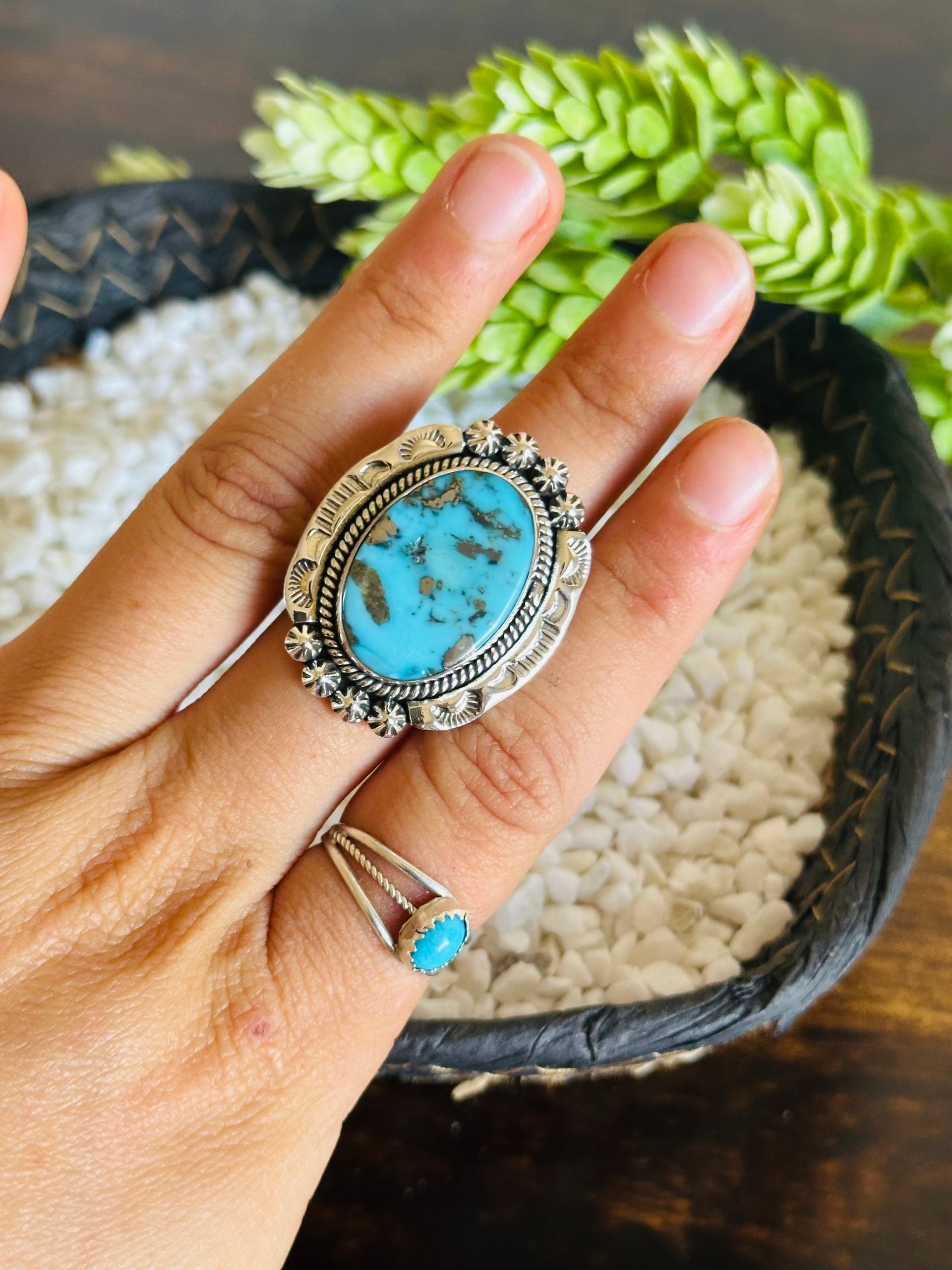 TTD Blue Ridge Turquoise & Sterling Silver Adjustable Ring
