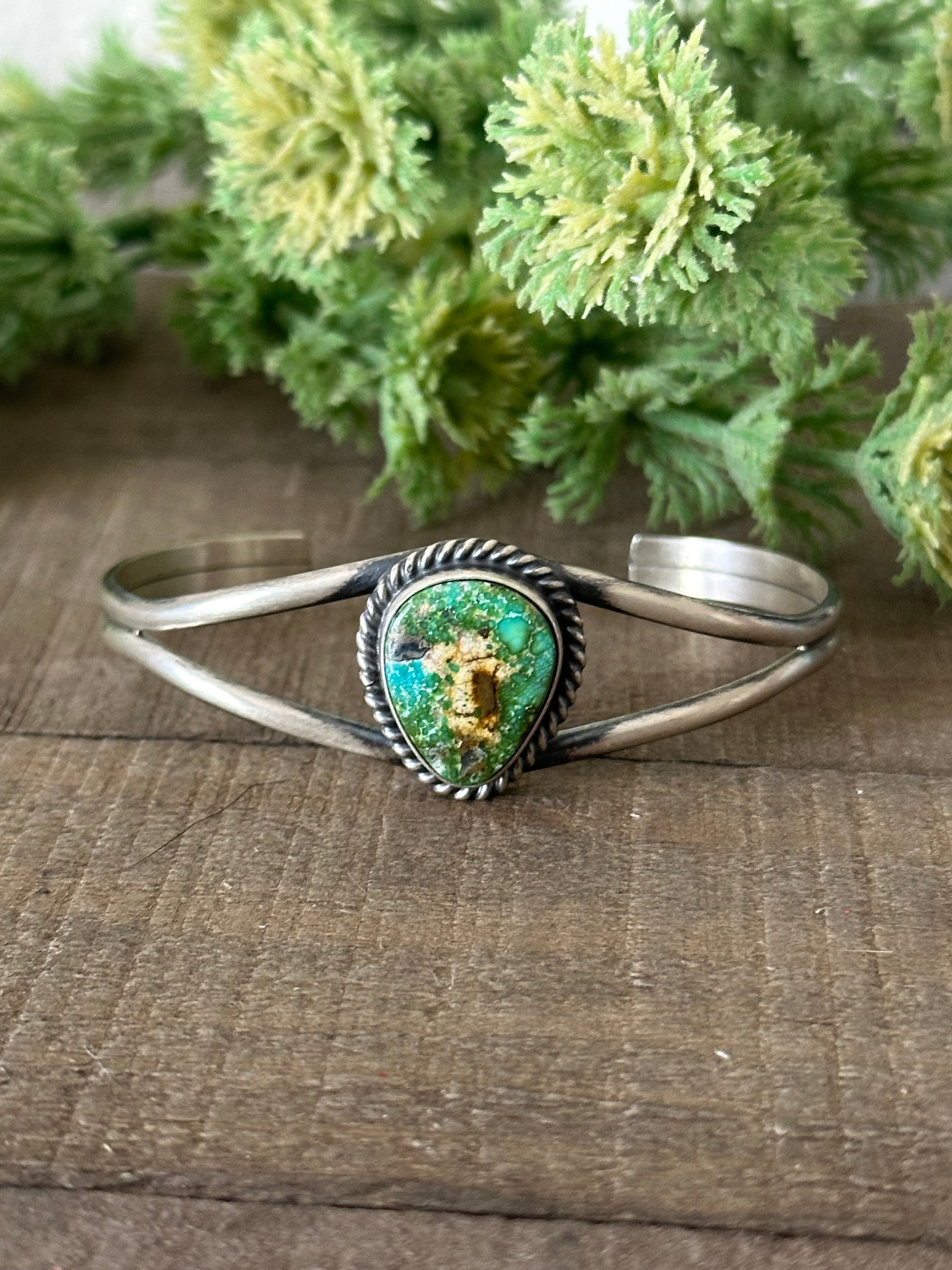 Dave Skeets Sonoran Gold Turquoise & Sterling Silver Cuff Bracelet