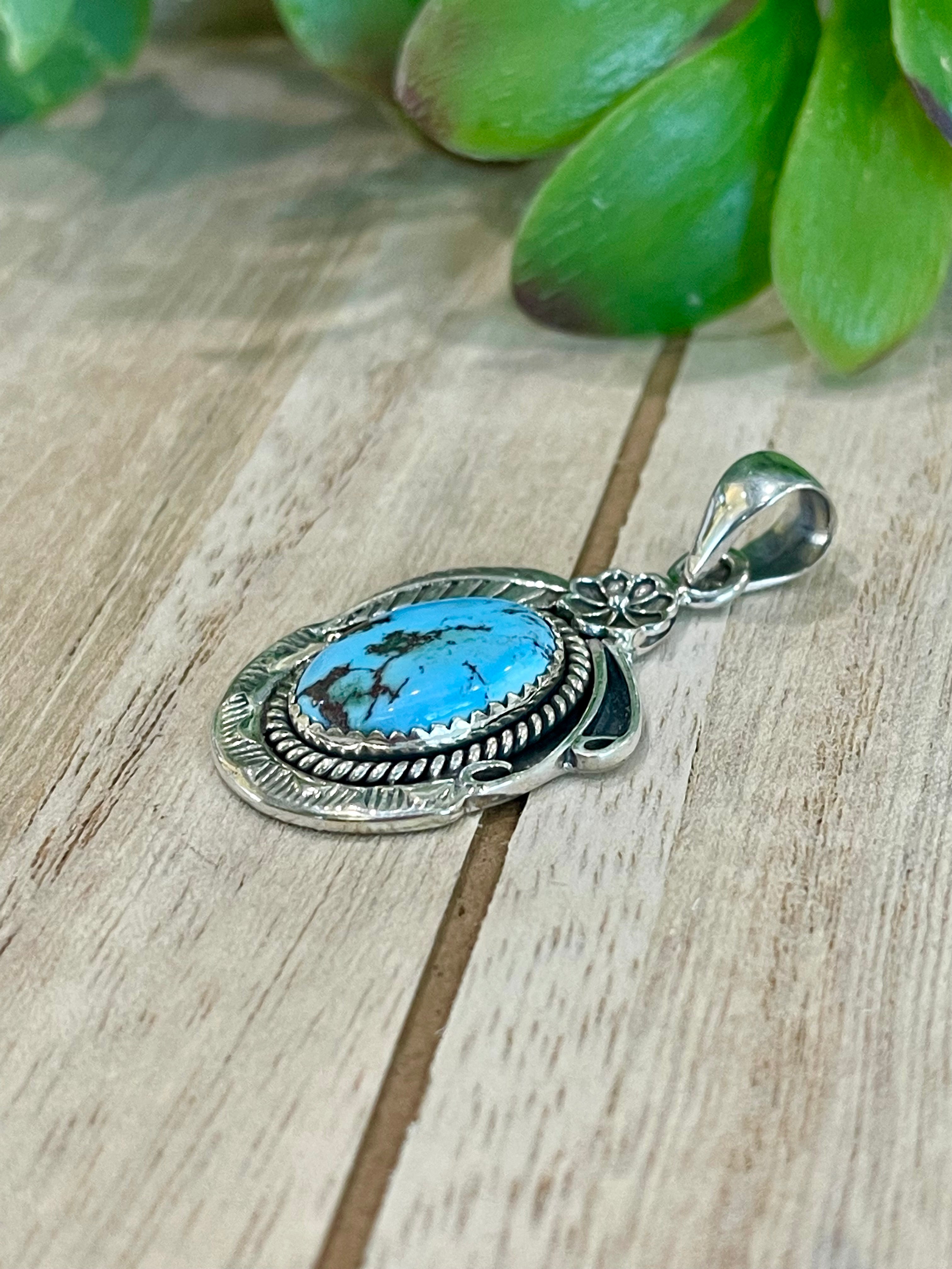 Southwest Golden Hills Turquoise & Sterling Silver Pendant