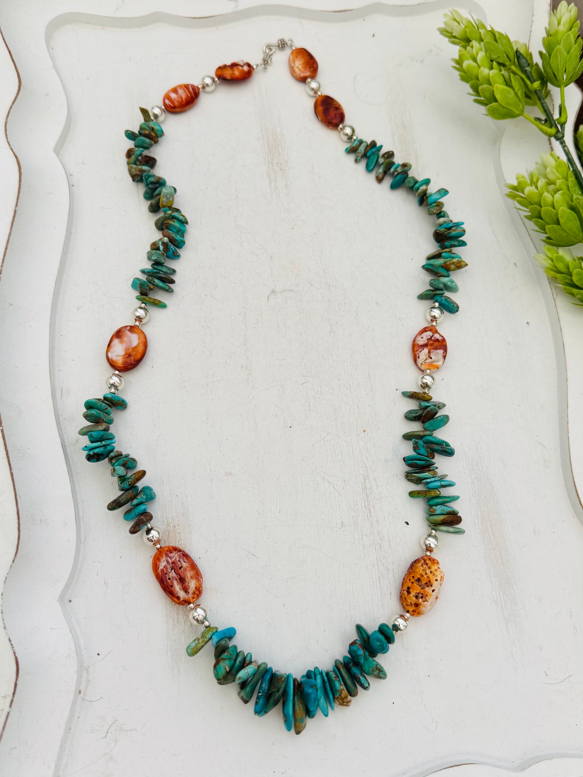 Santo Domingo Multi Stone & Sterling Silver Graduated Pearl Necklace