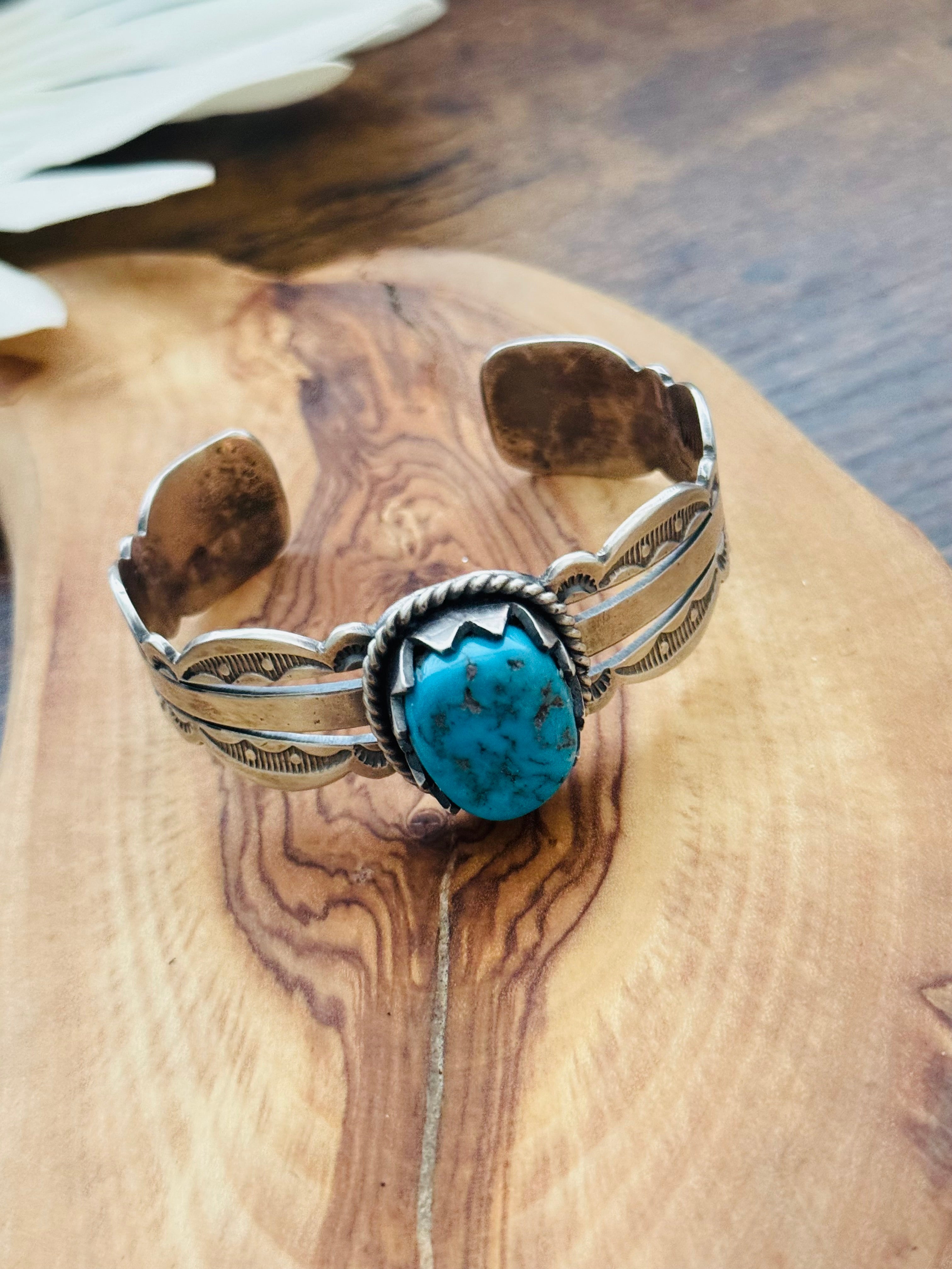 Eugene Belone Kingman Nugget Turquoise & Sterling Silver Cuff Bracelet