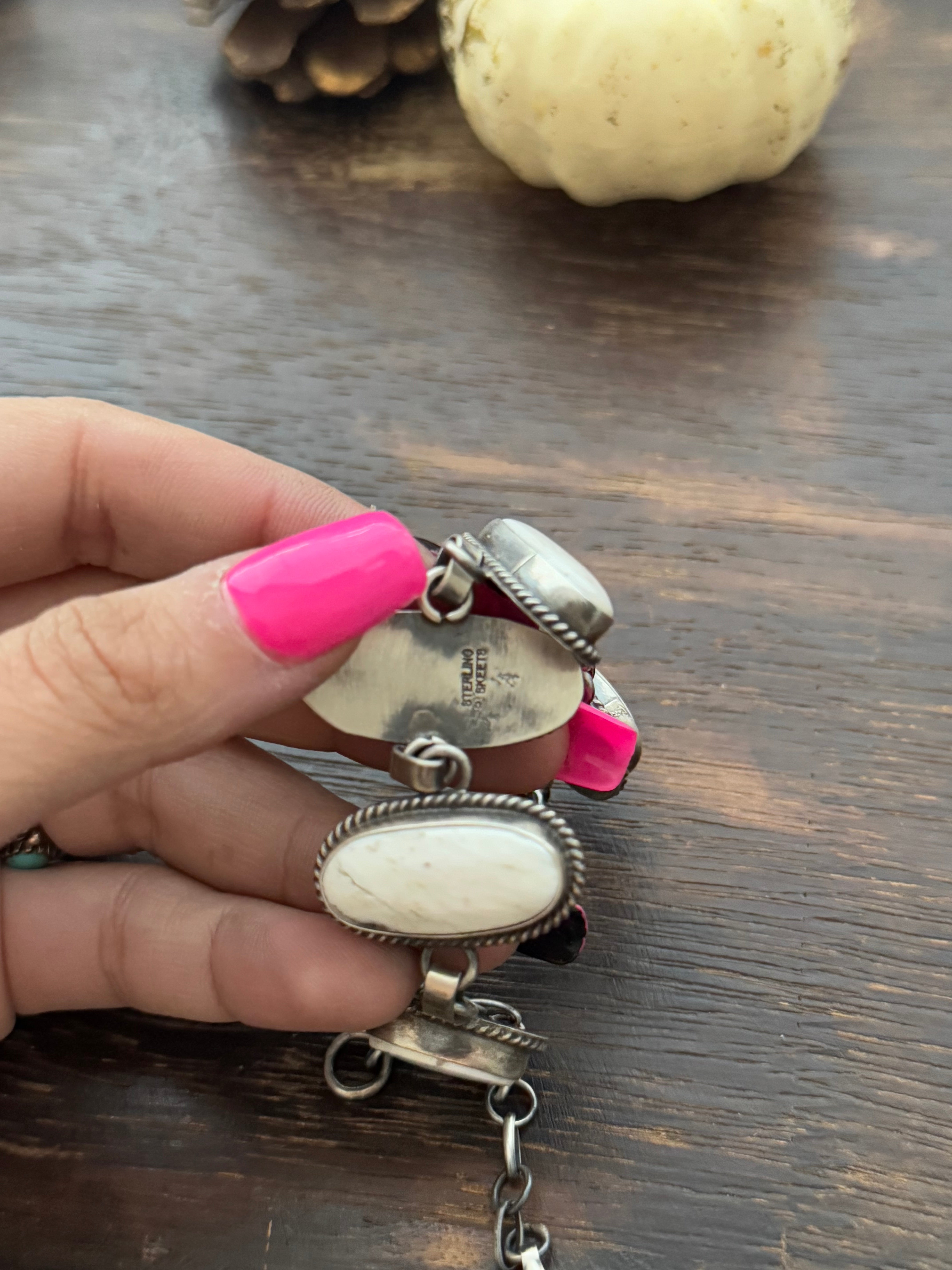 Peggy Skeets White Buffalo & Sterling Silver Link Bracelet