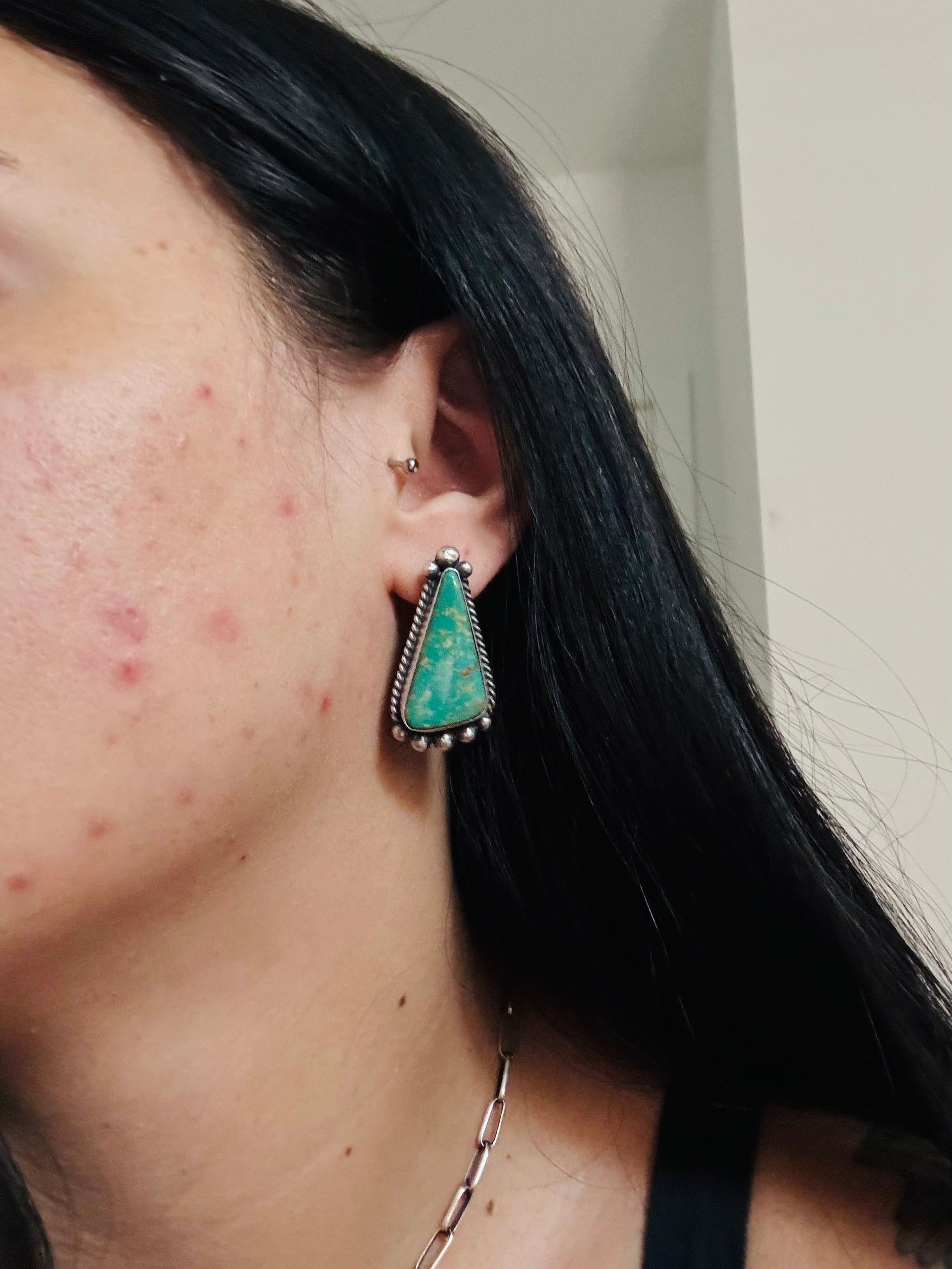 Elouise Kee Royston Turquoise & Sterling Silver Post Earring