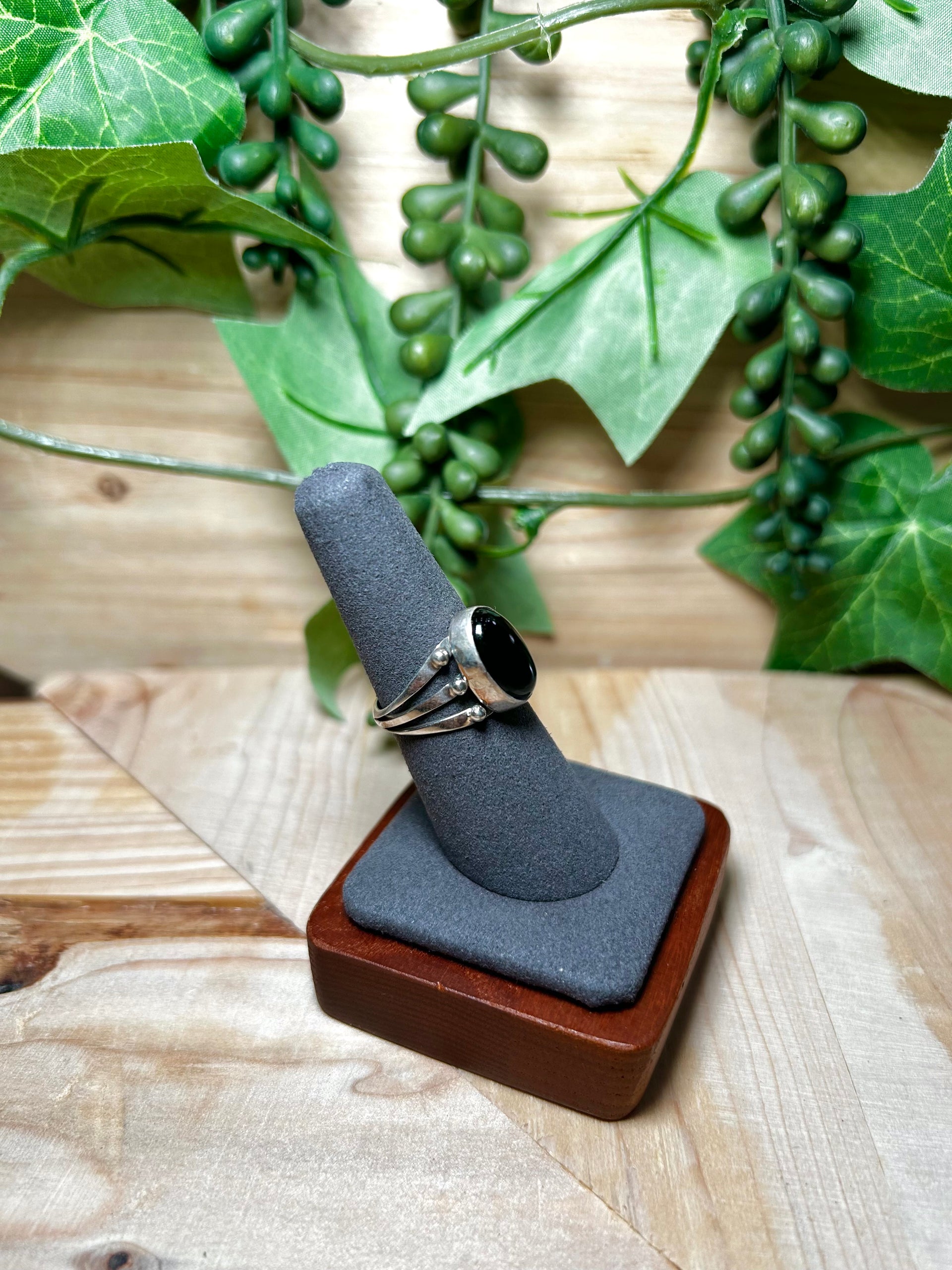 Navajo Made Onyx & Sterling Silver Ring