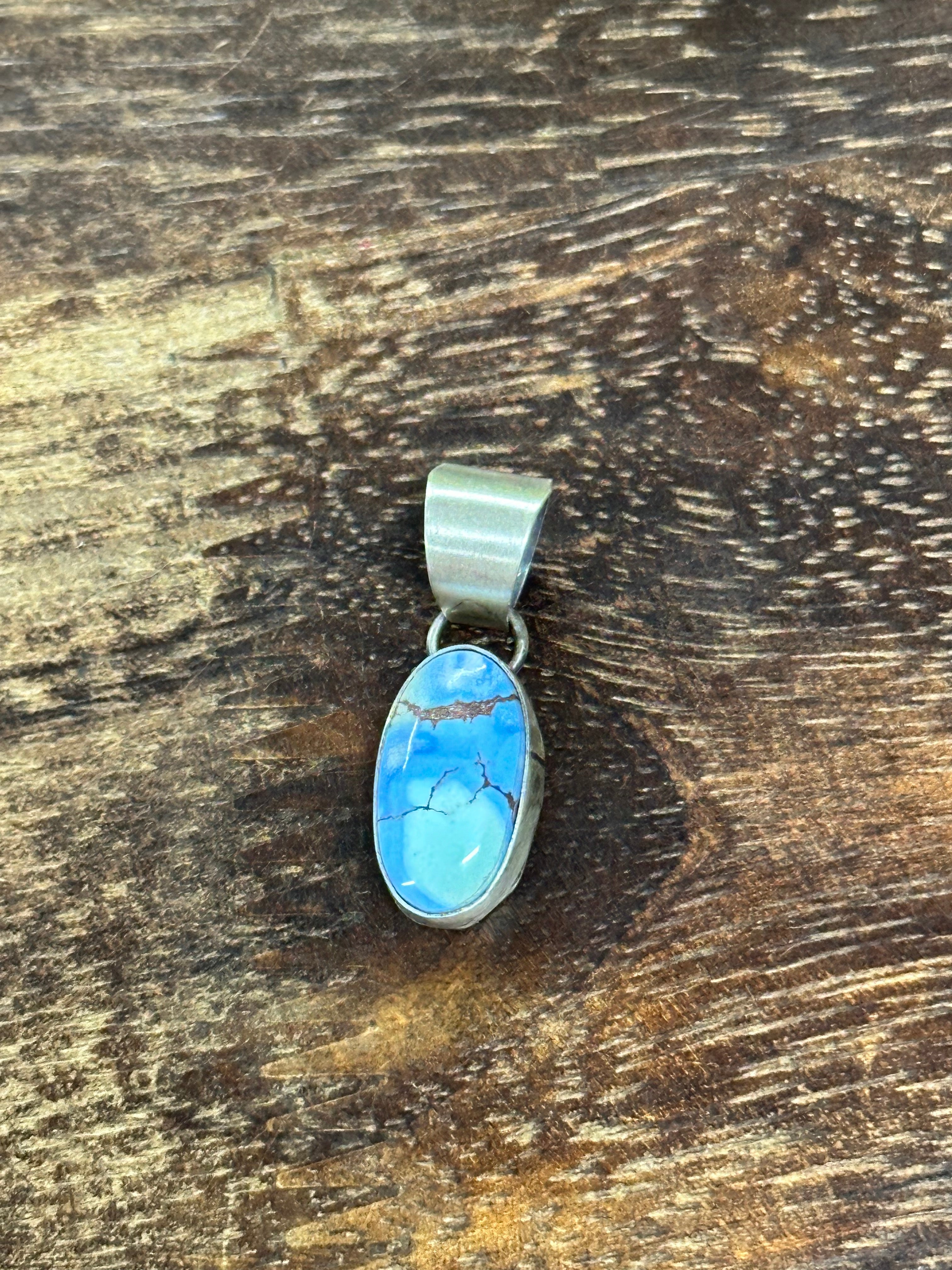 Navajo Made Golden Hills Turquoise & Sterling Silver Pendant