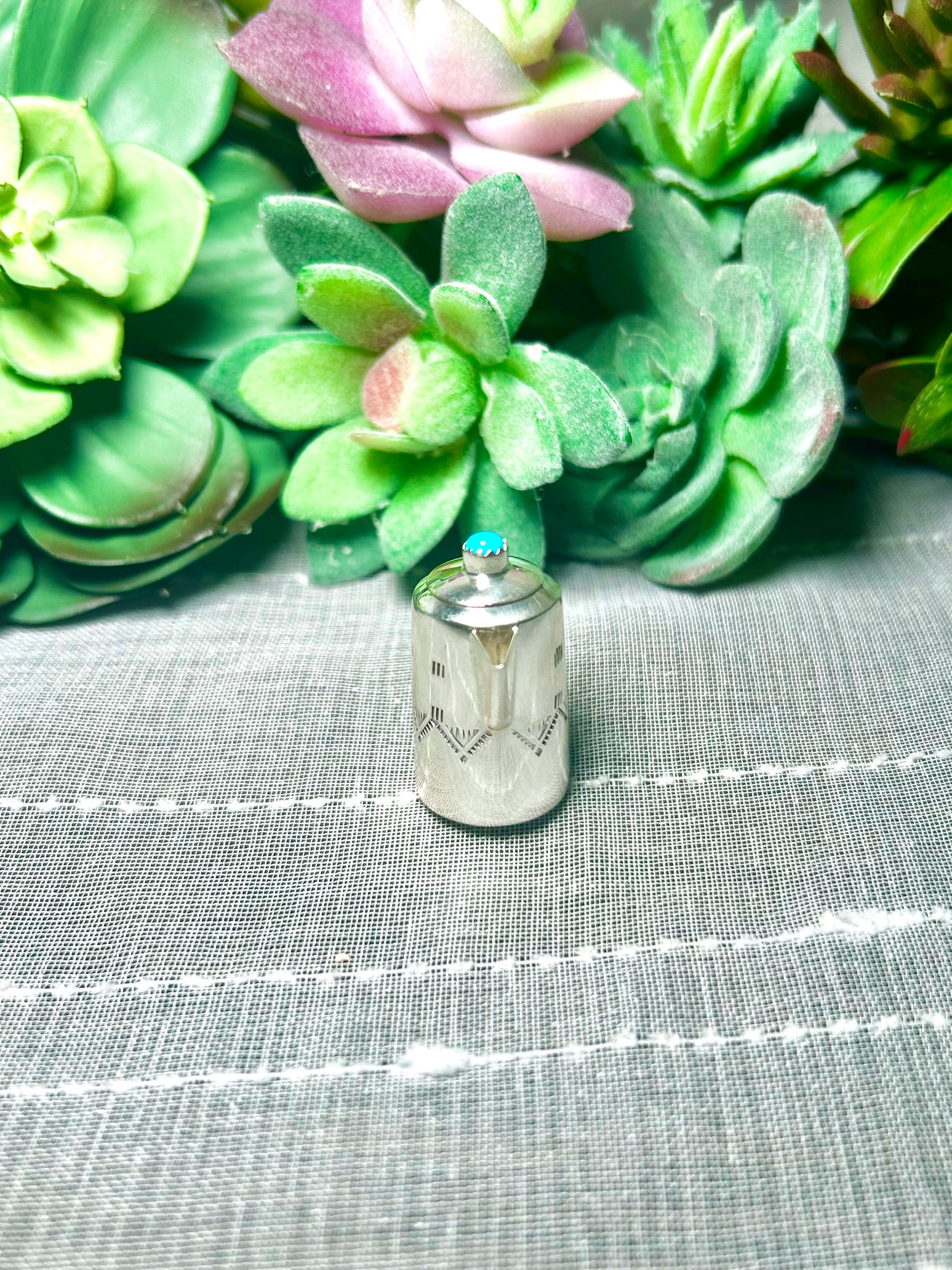 Navajo Made Kingman Turquoise & Sterling Silver Pendant