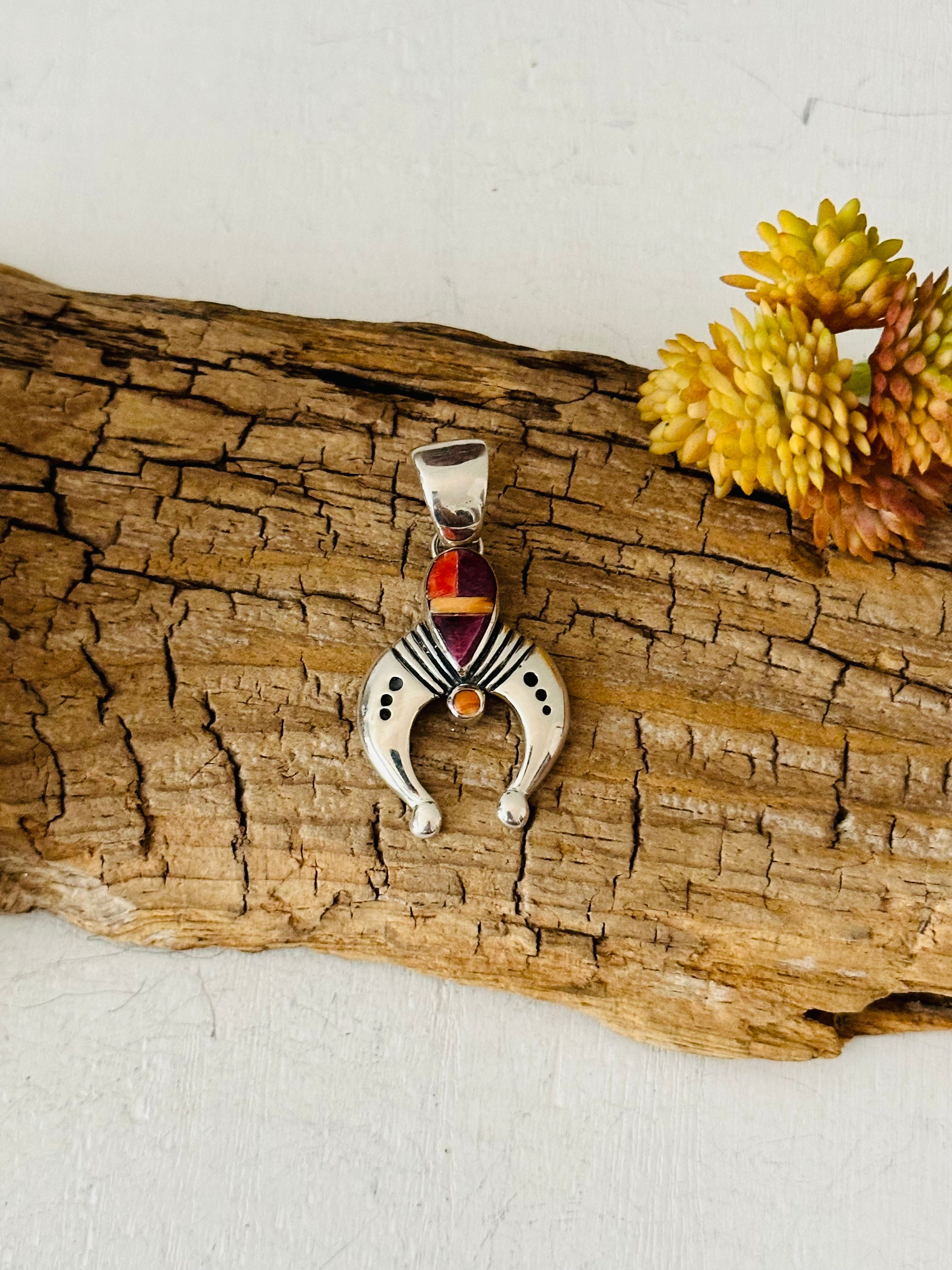 Navajo Made Multi Stone & Sterling Silver Pendant